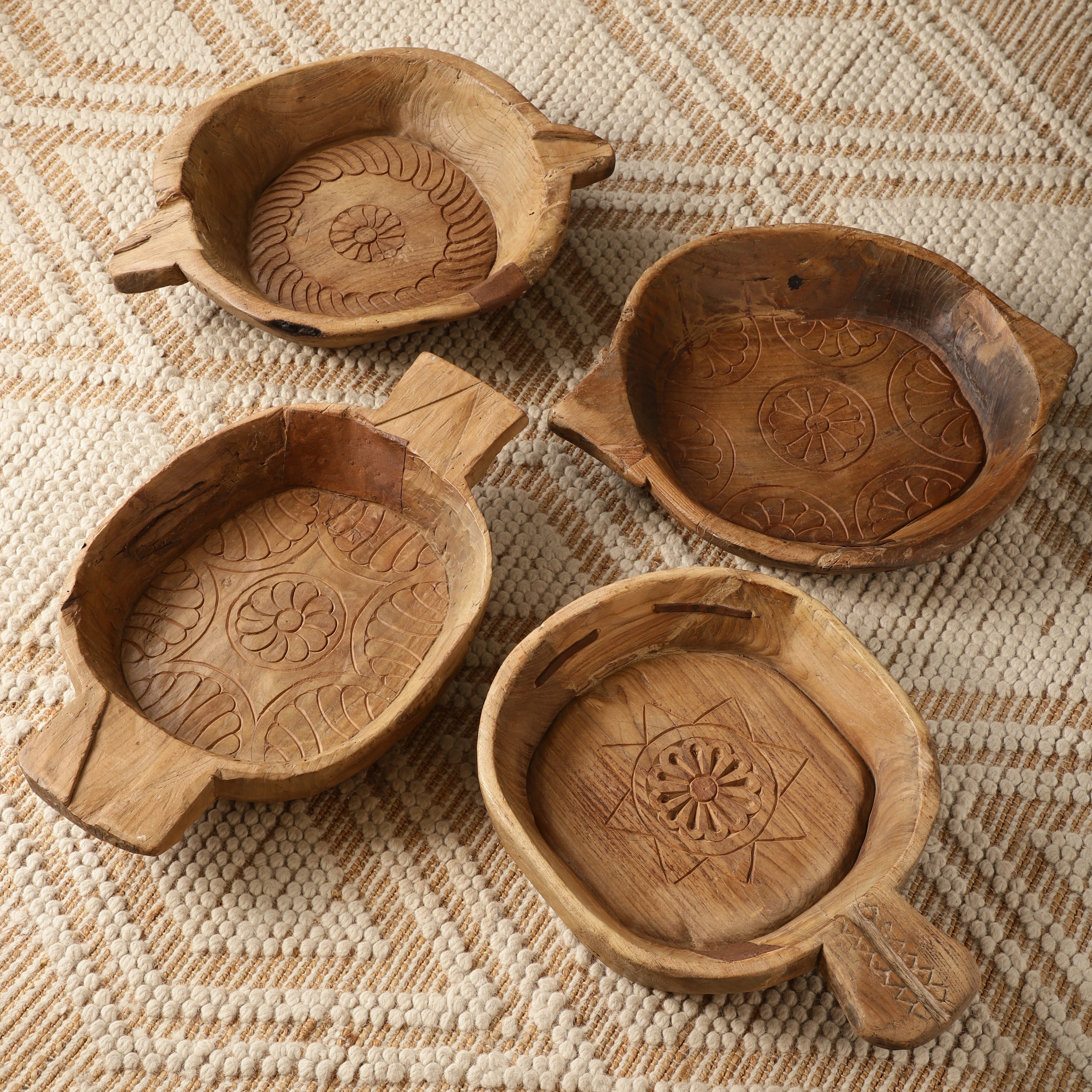 Assorted Antique Carved Wooden Tray (Single)