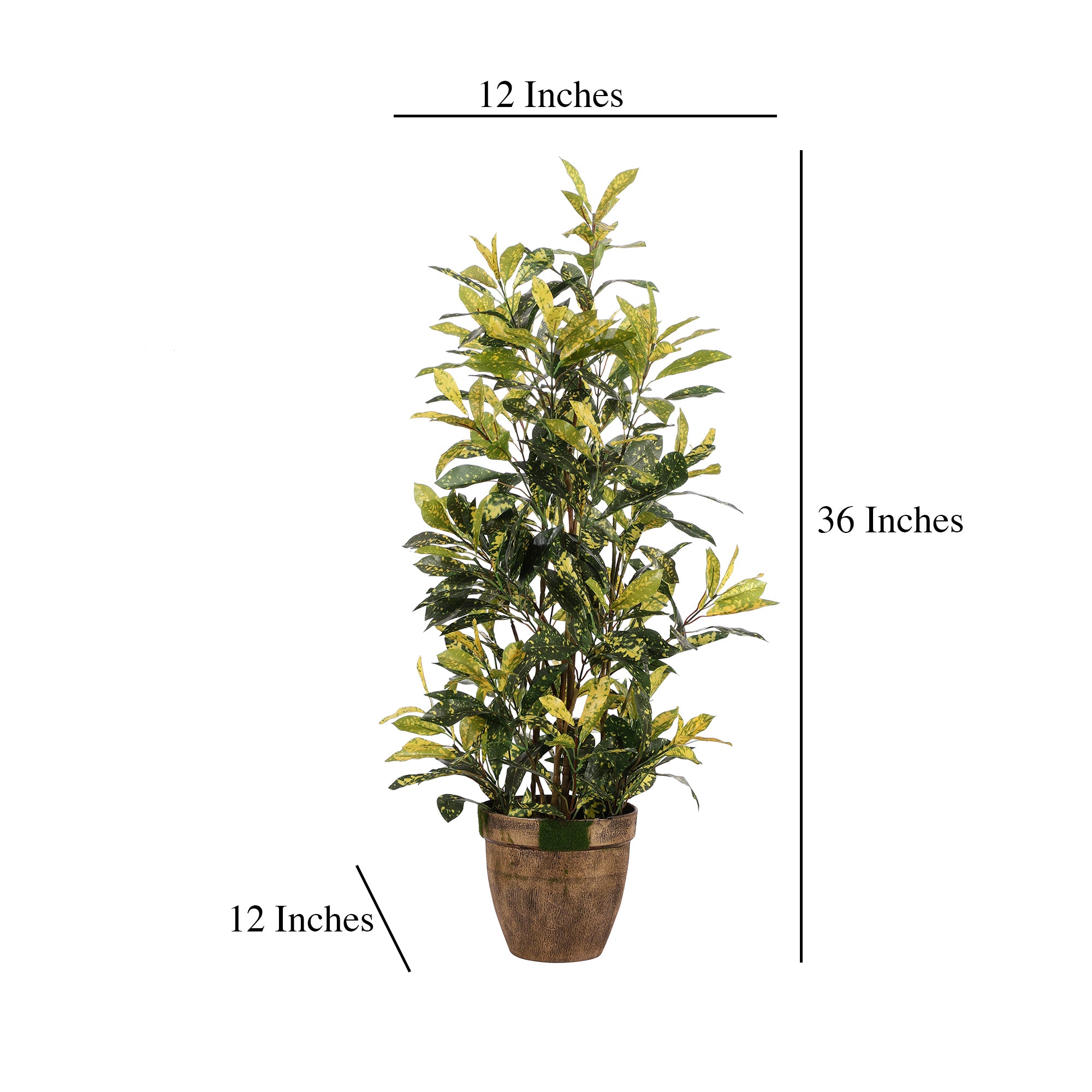 Yellow Freckles Faux Japanese Aucuba with Pot