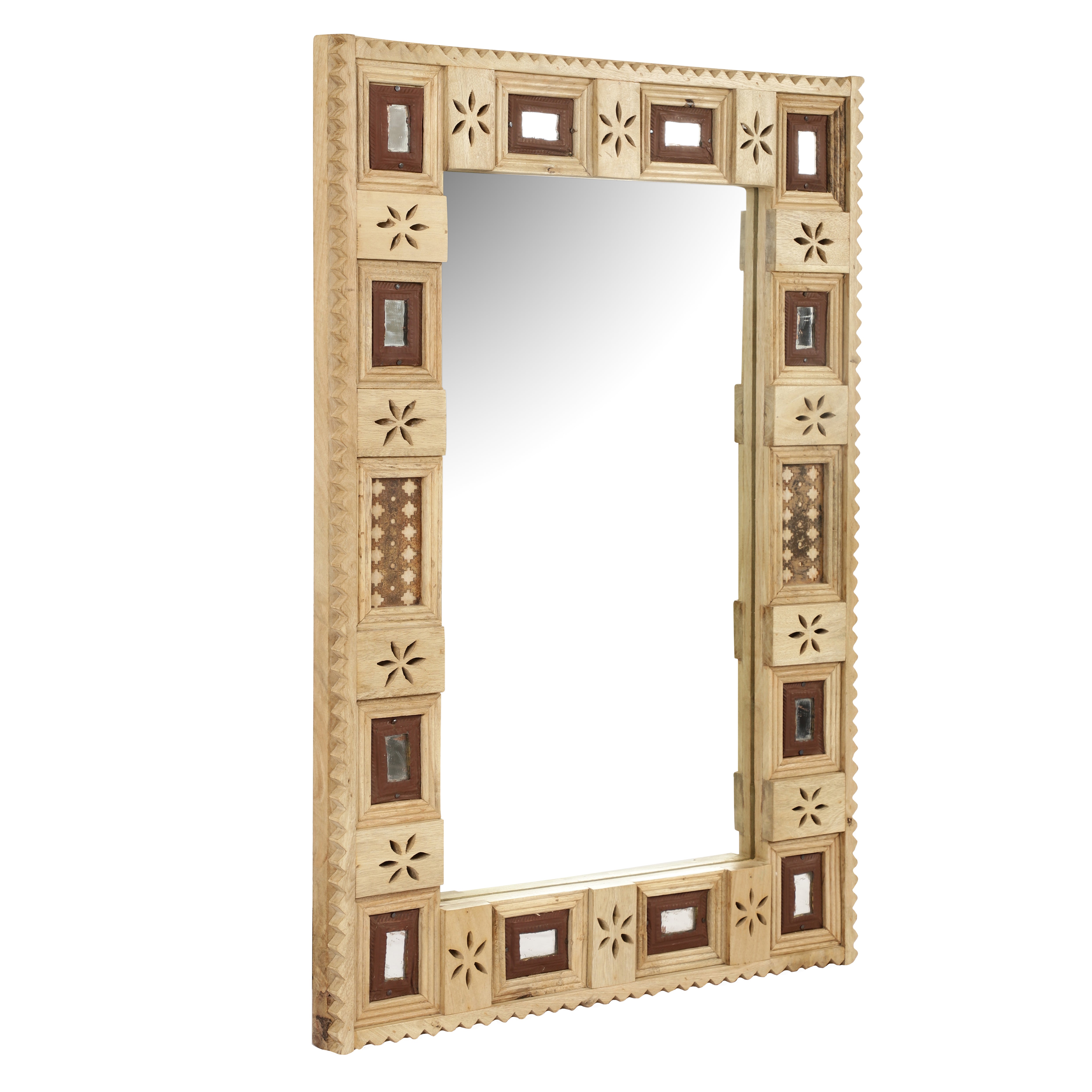 Antique Brown Damchi Console Table and Mirror