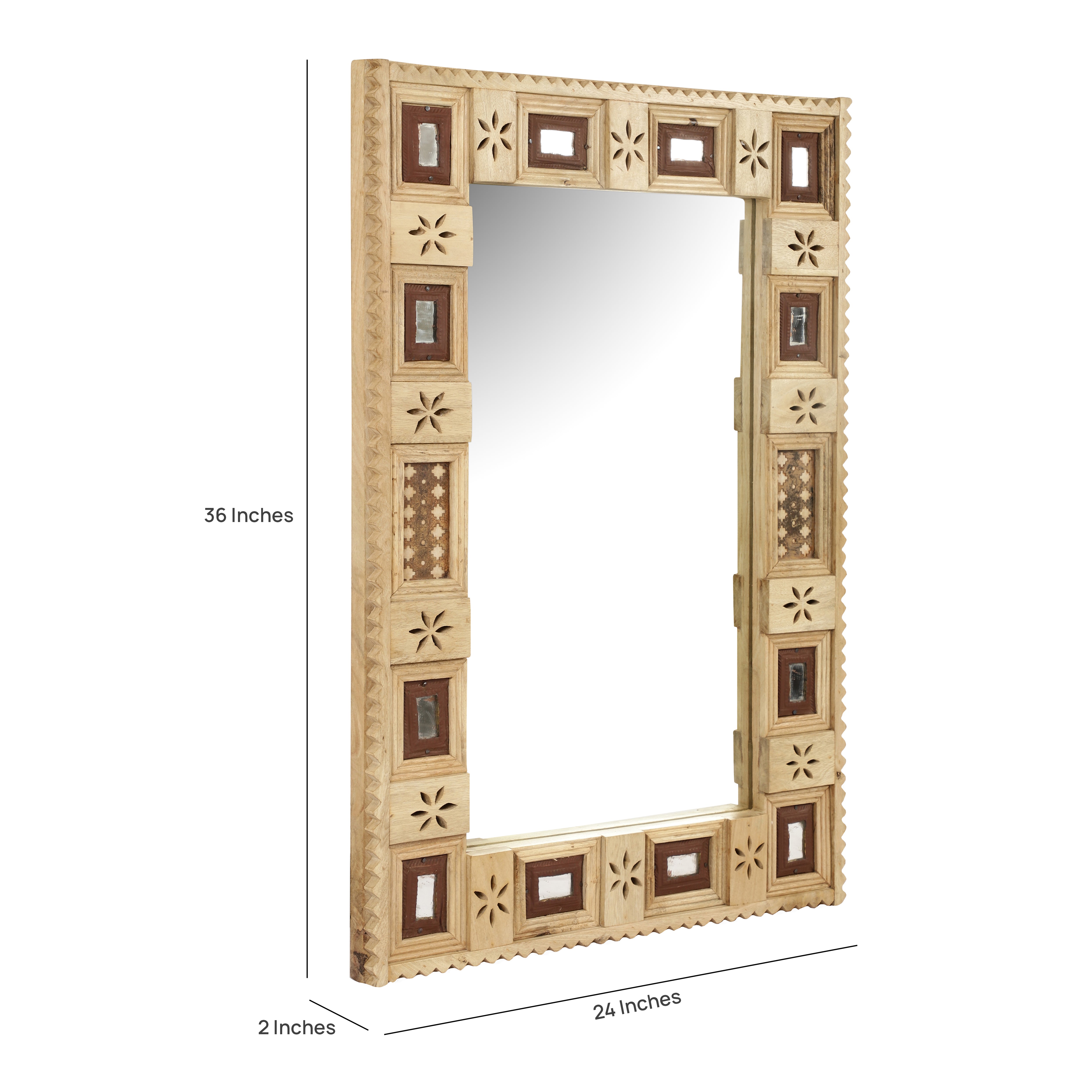 Antique Brown Damchi Console Table and Mirror