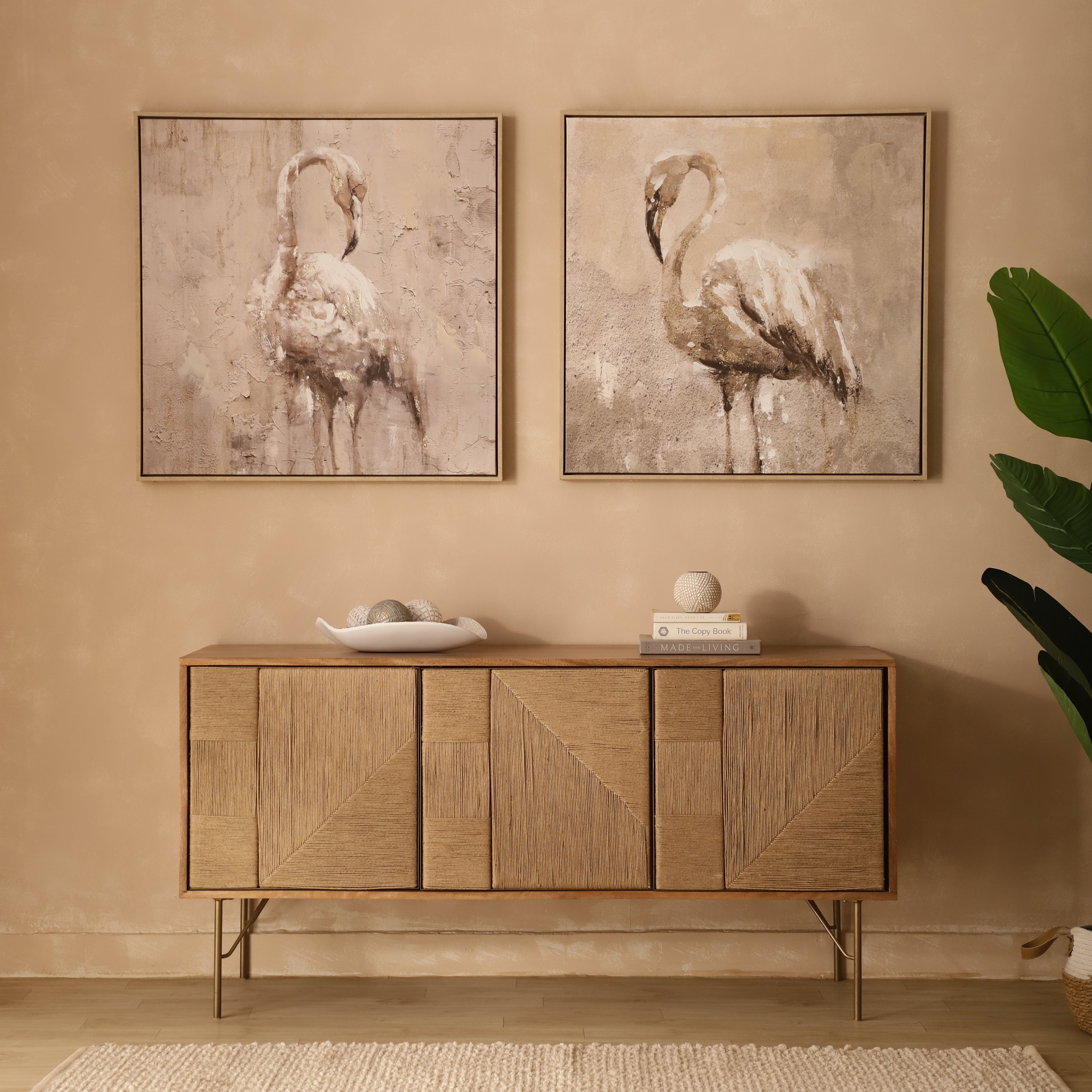 Flamingo Serenity Framed Canvas Art (Set of 2)