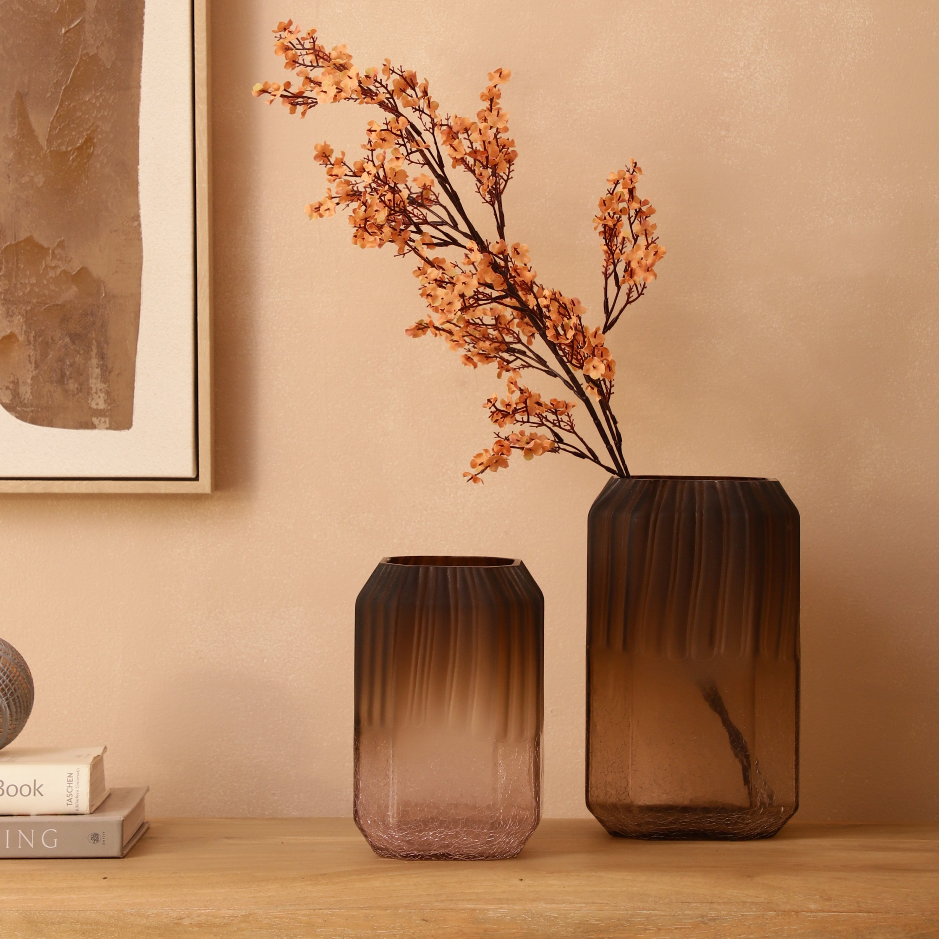 Rectangular Ombre Textured Glass Vase (Single)