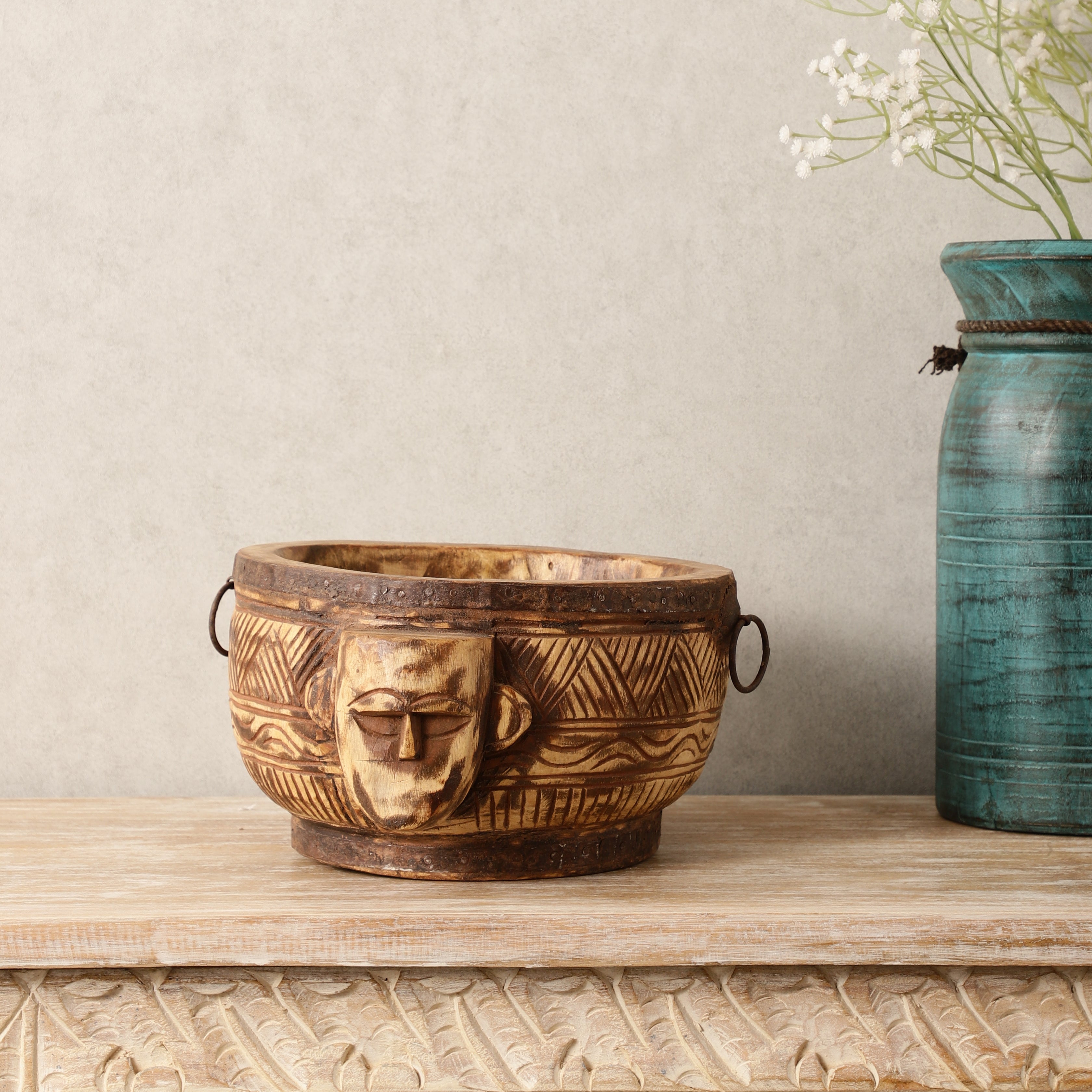 Antique Carved Bowl (Natural)