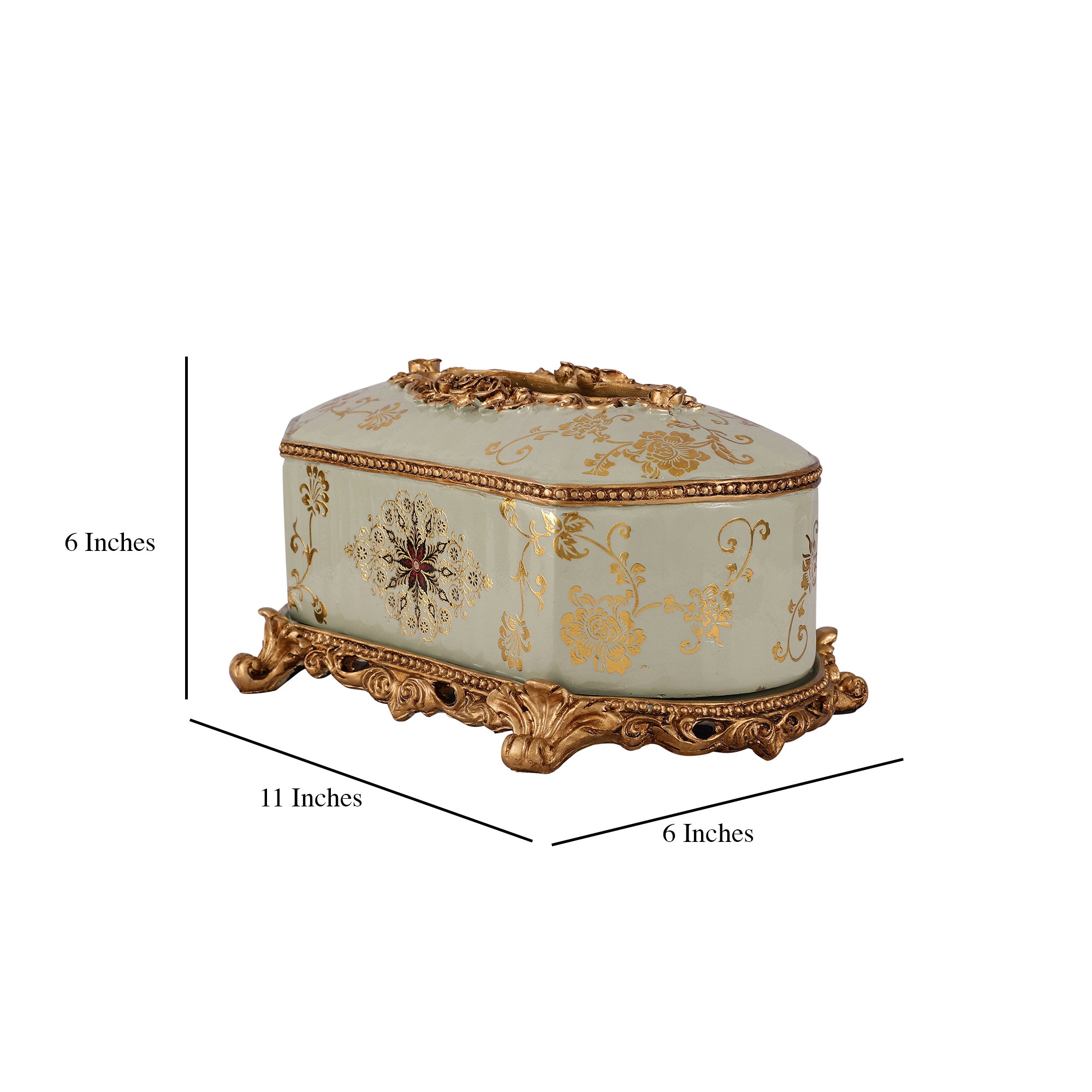 Regalia Gold and Blue Grey Tissue Holder