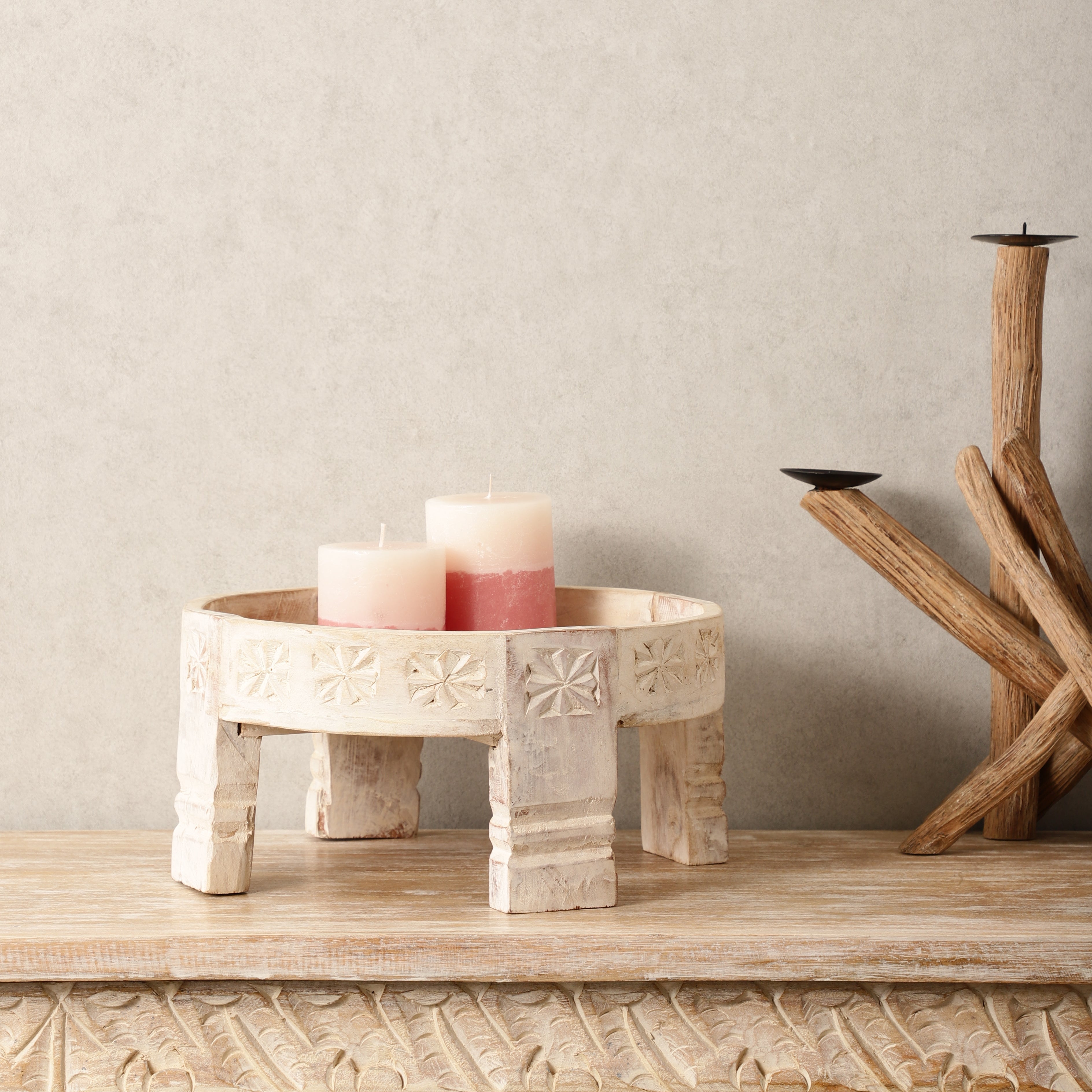 Four Legged Wooden Tray (White)