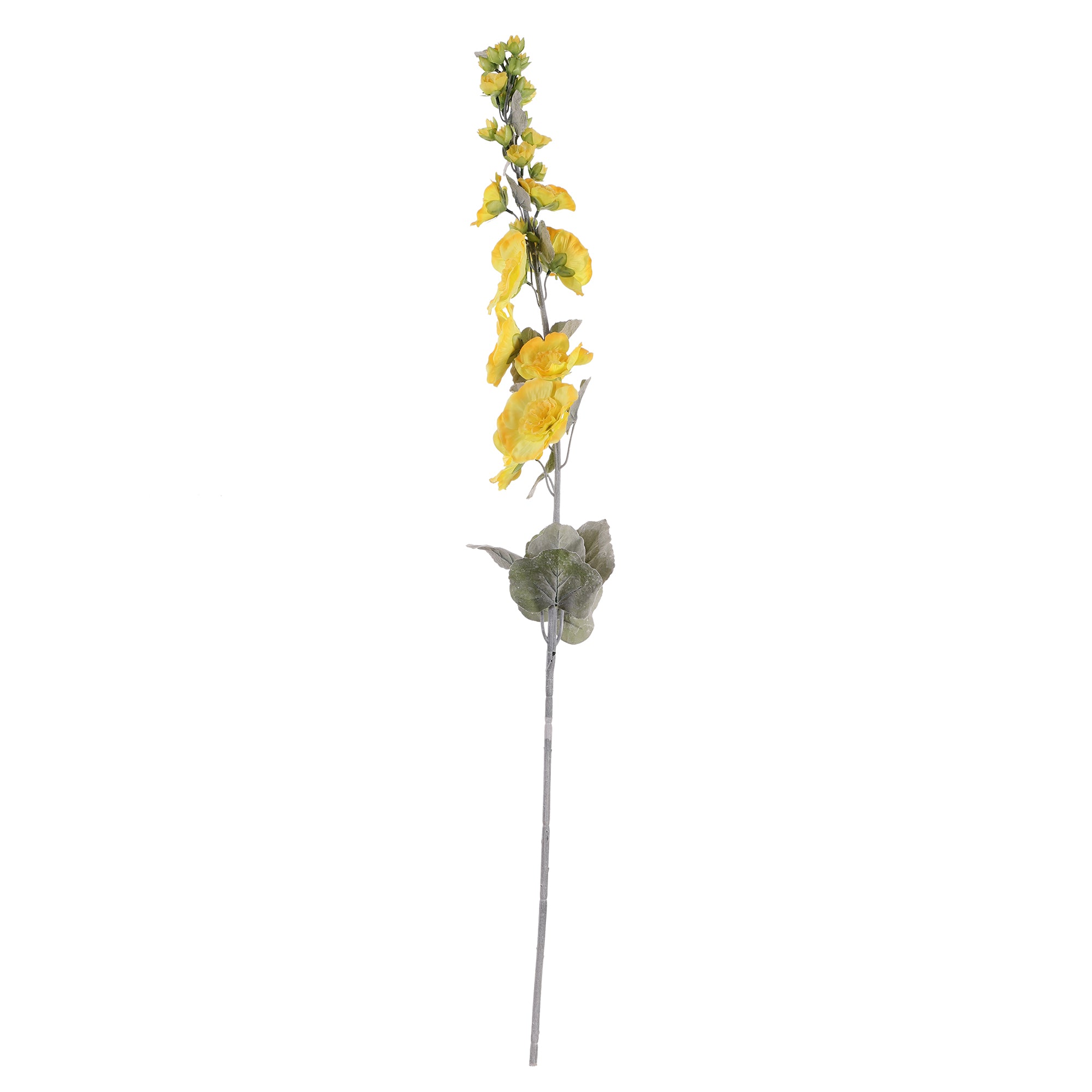 Sunshine Yellow Hollyhock Faux Flower Stick (Single)
