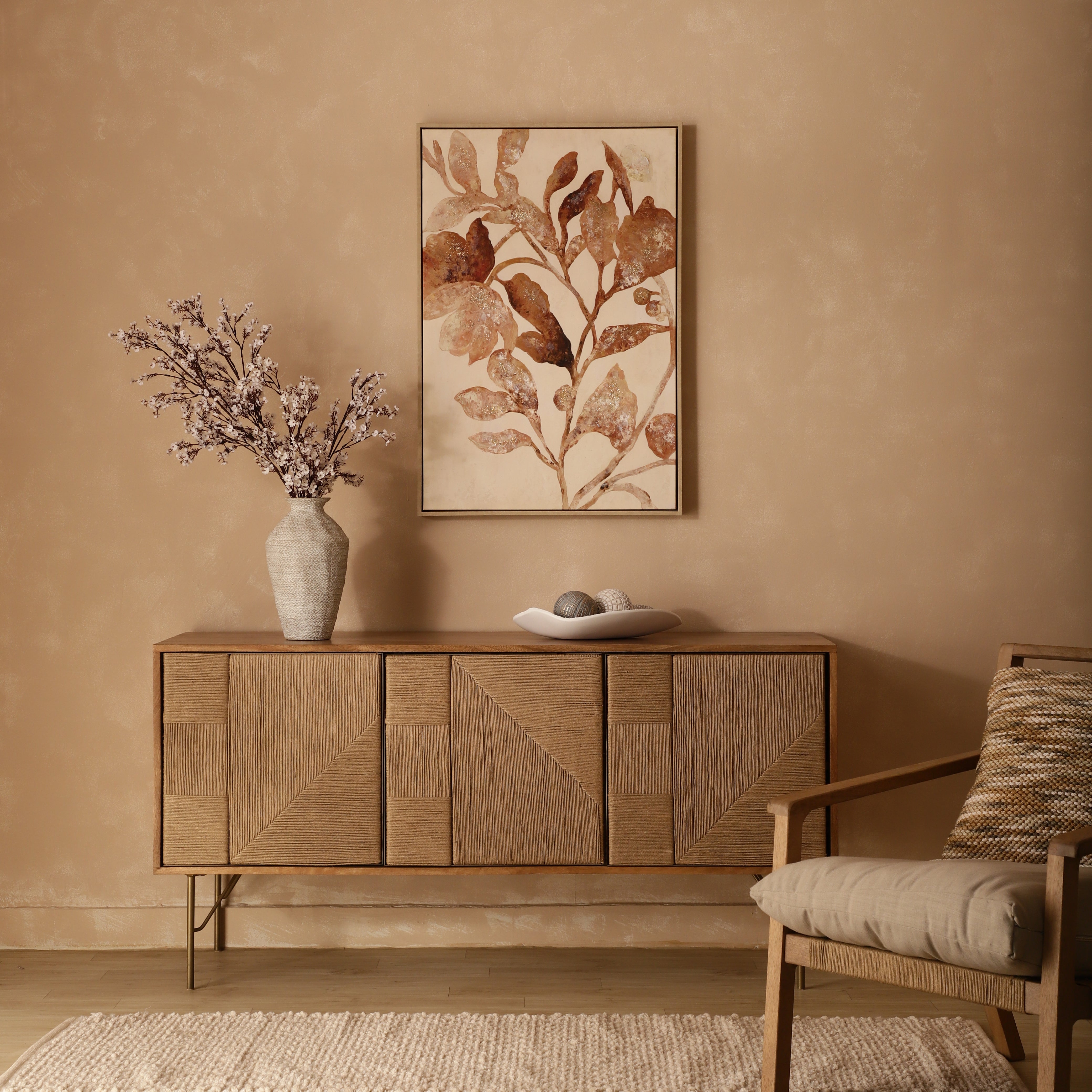 Botanical Foliage Canvas Art with Foil Accents