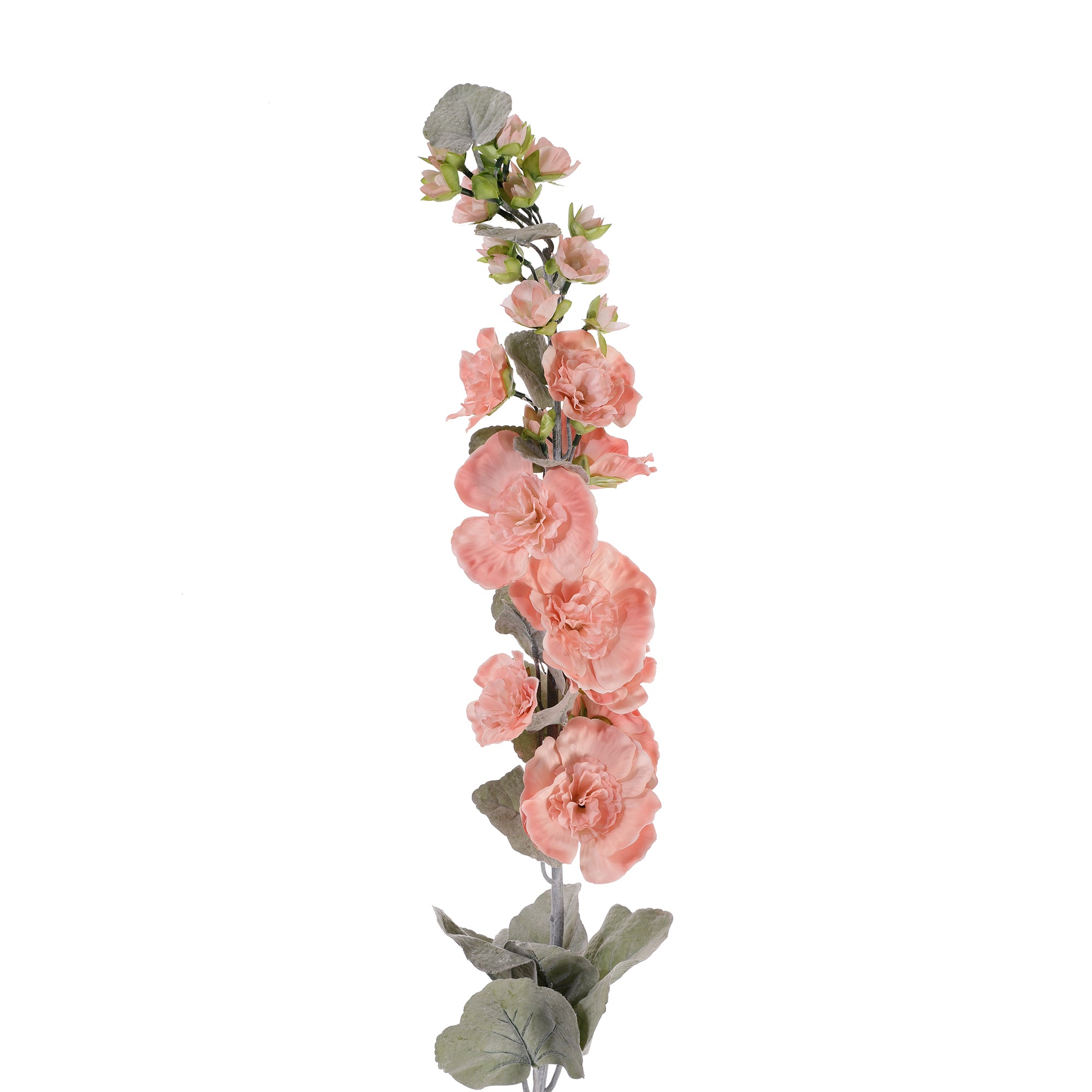 Blush Pink Hollyhock Faux Flower Stick (Single)