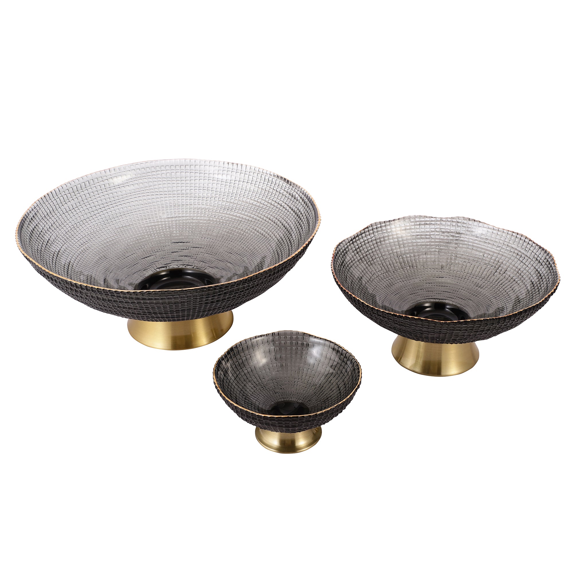 Obsidian Glass Bowl with Metal Base (Single)