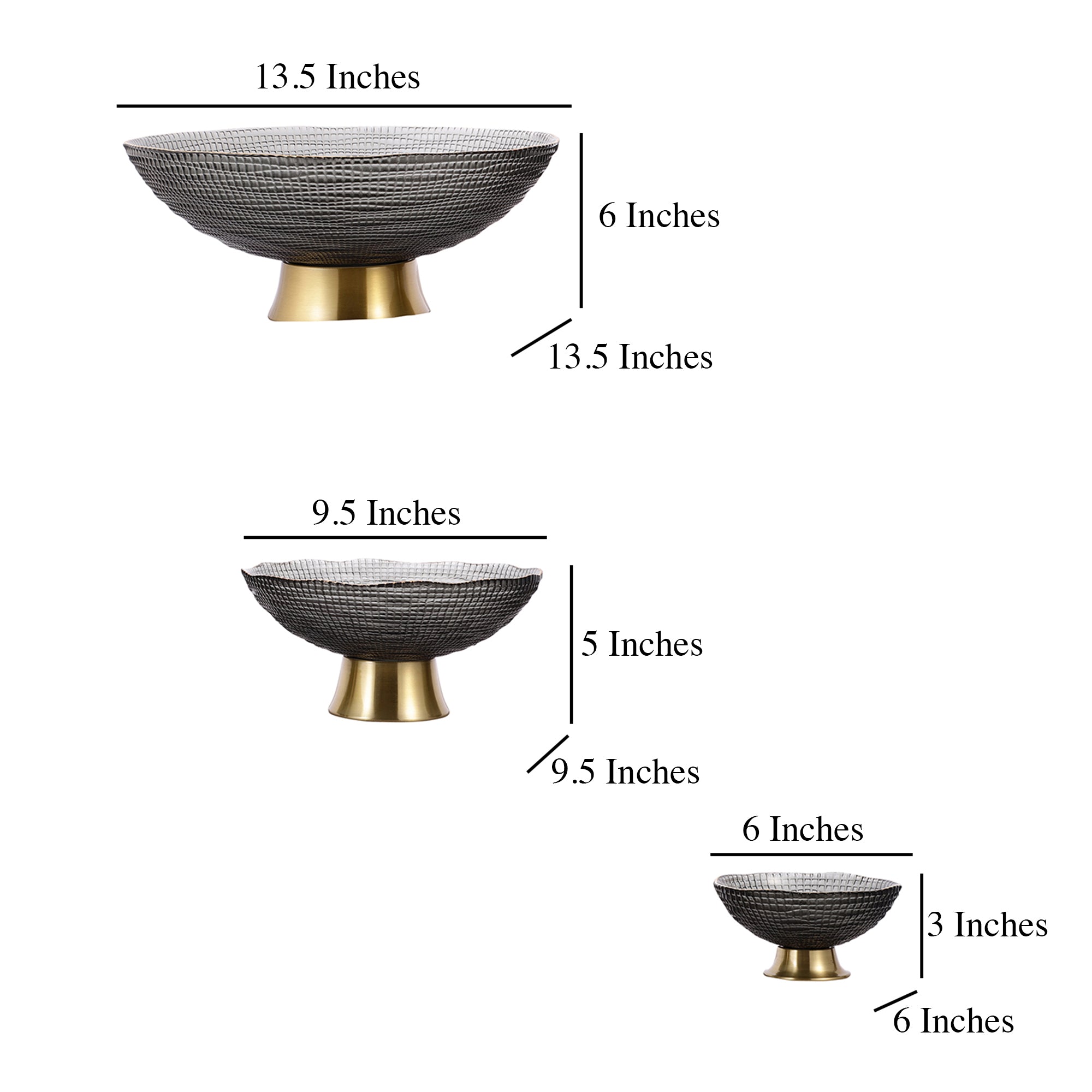 Obsidian Glass Bowl with Metal Base (Single)