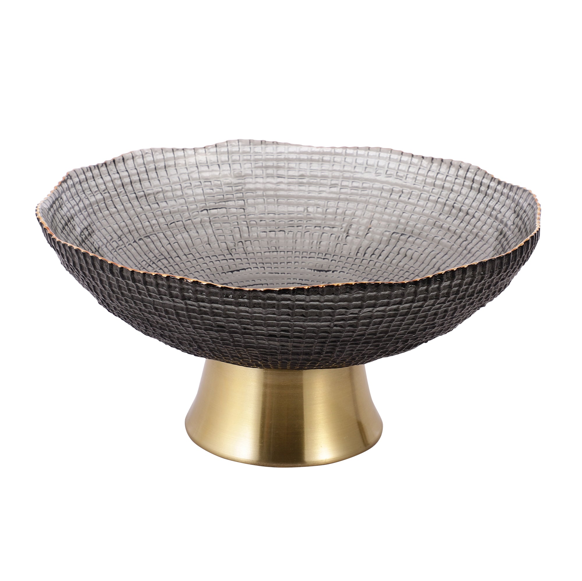 Obsidian Glass Bowl with Metal Base (Single)