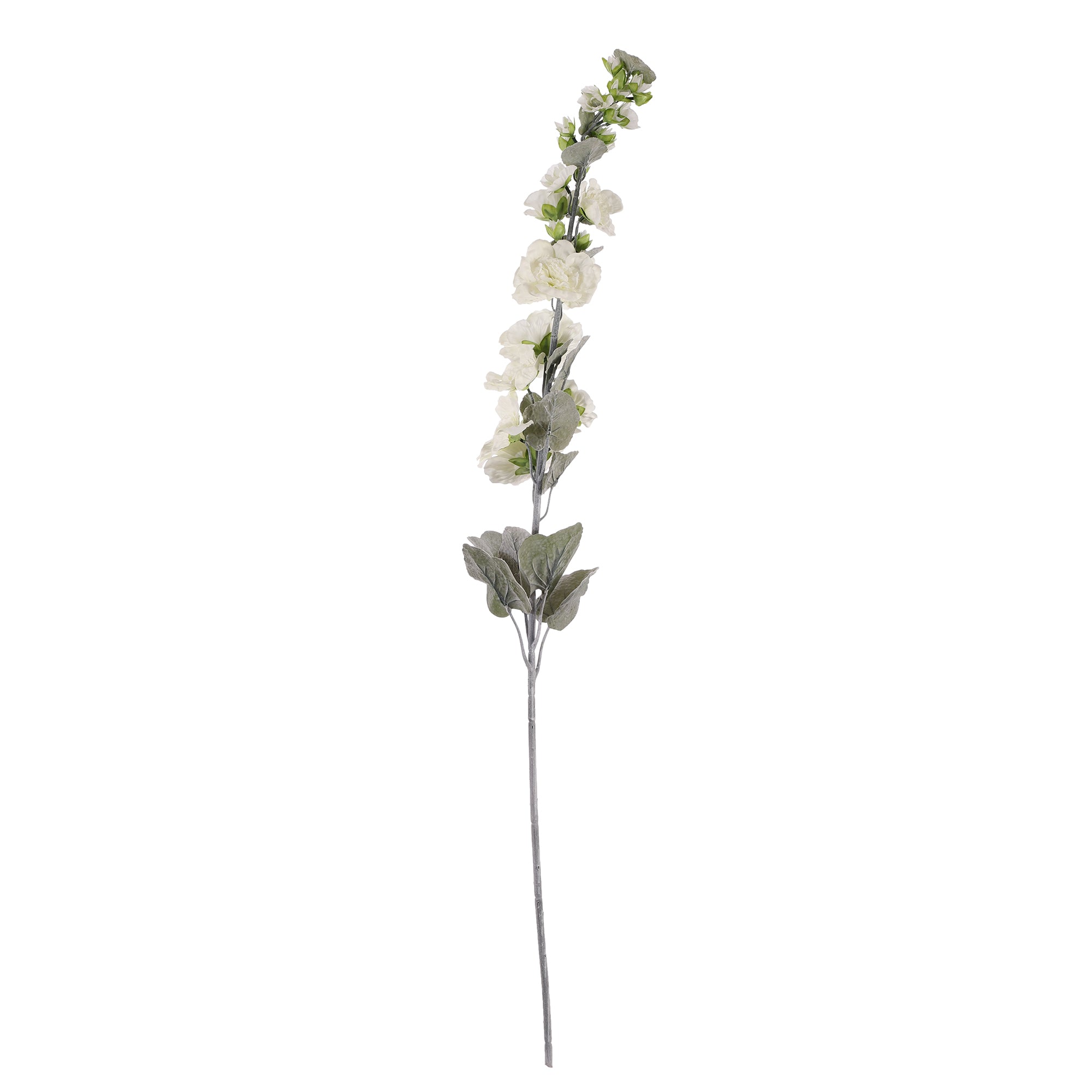 Pristine White Hollyhock Faux Flower Stick (Single)