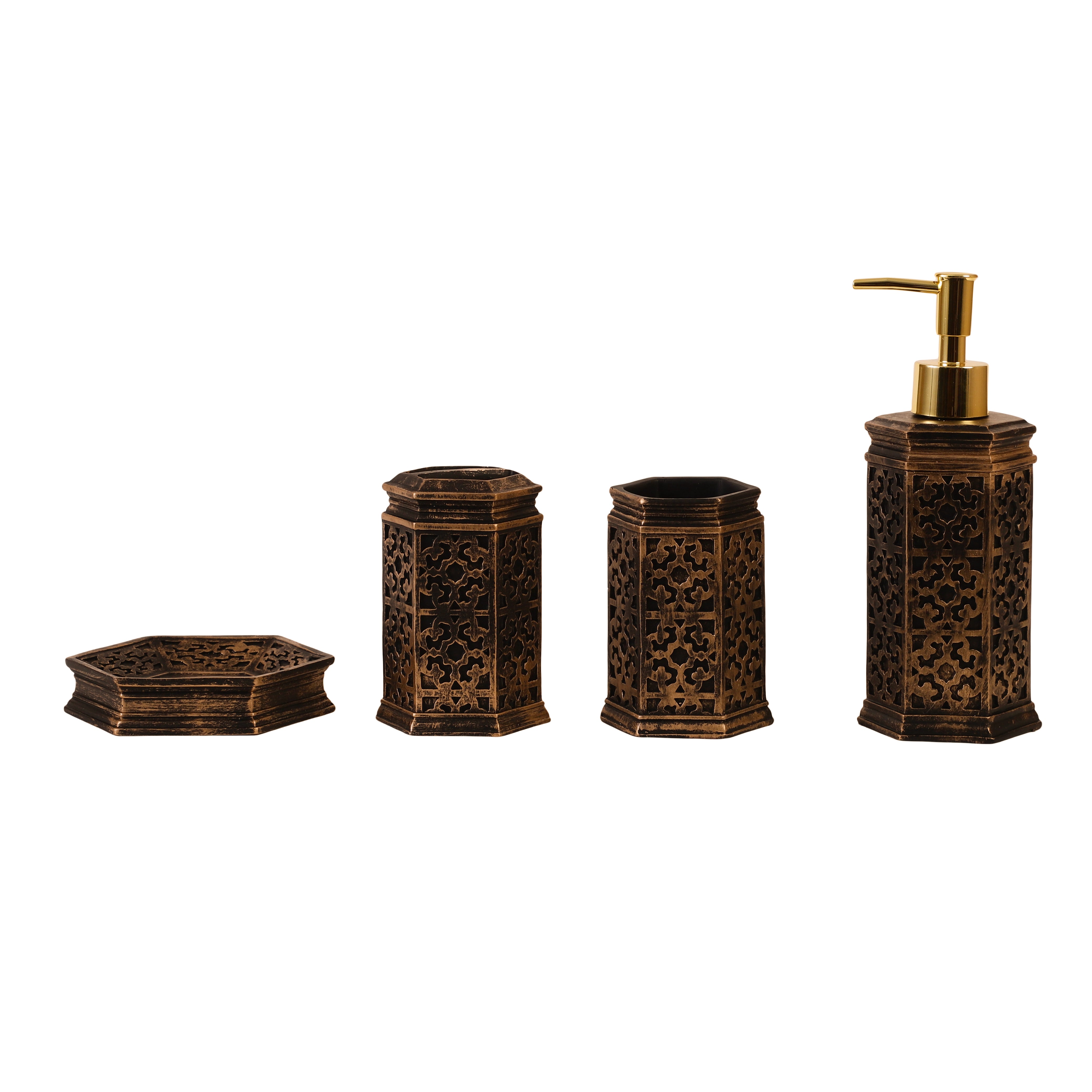 Art Deco 4 Piece Bath Set (Black/Bronze)