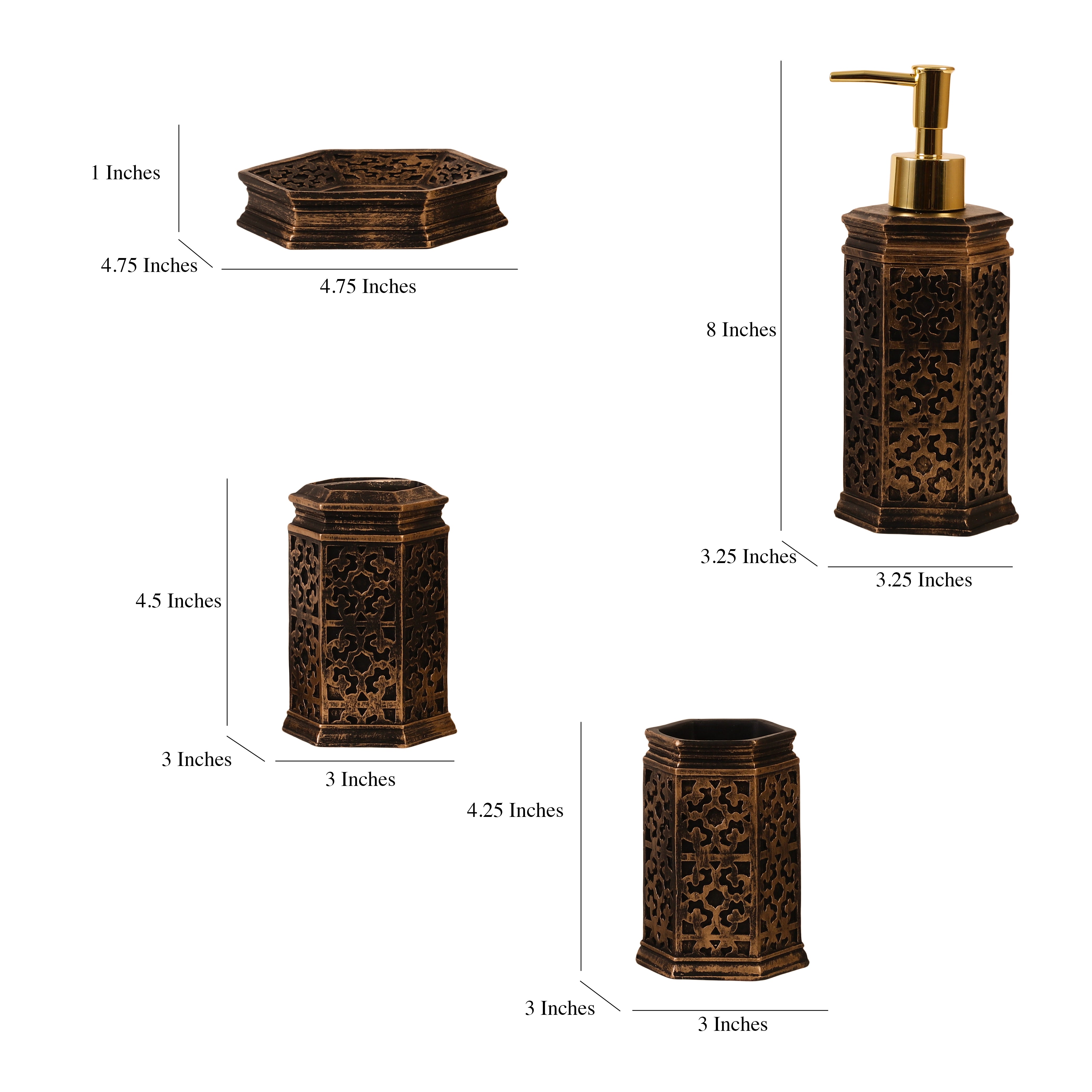 Art Deco 4 Piece Bath Set (Black/Bronze)