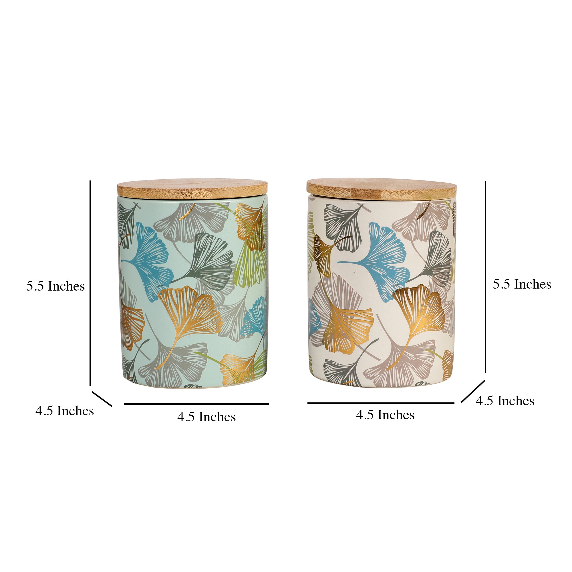 Floral Ceramic Jar with Wooden Lid (Single)