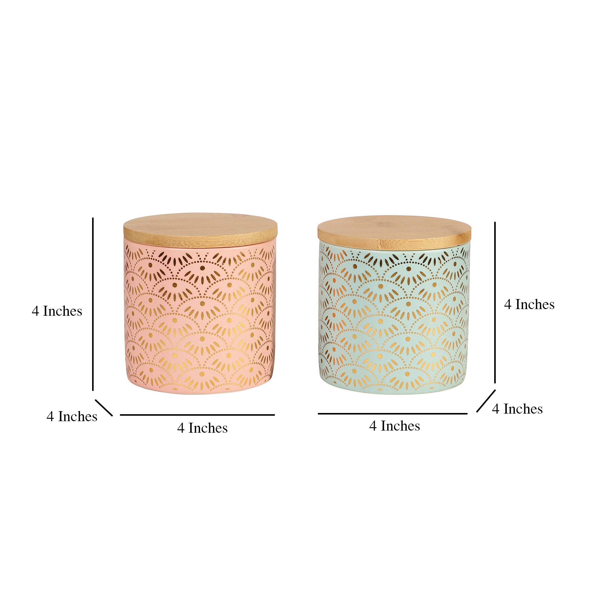 Gold Pattern Ceramic Jar with Wooden Lid (Single)