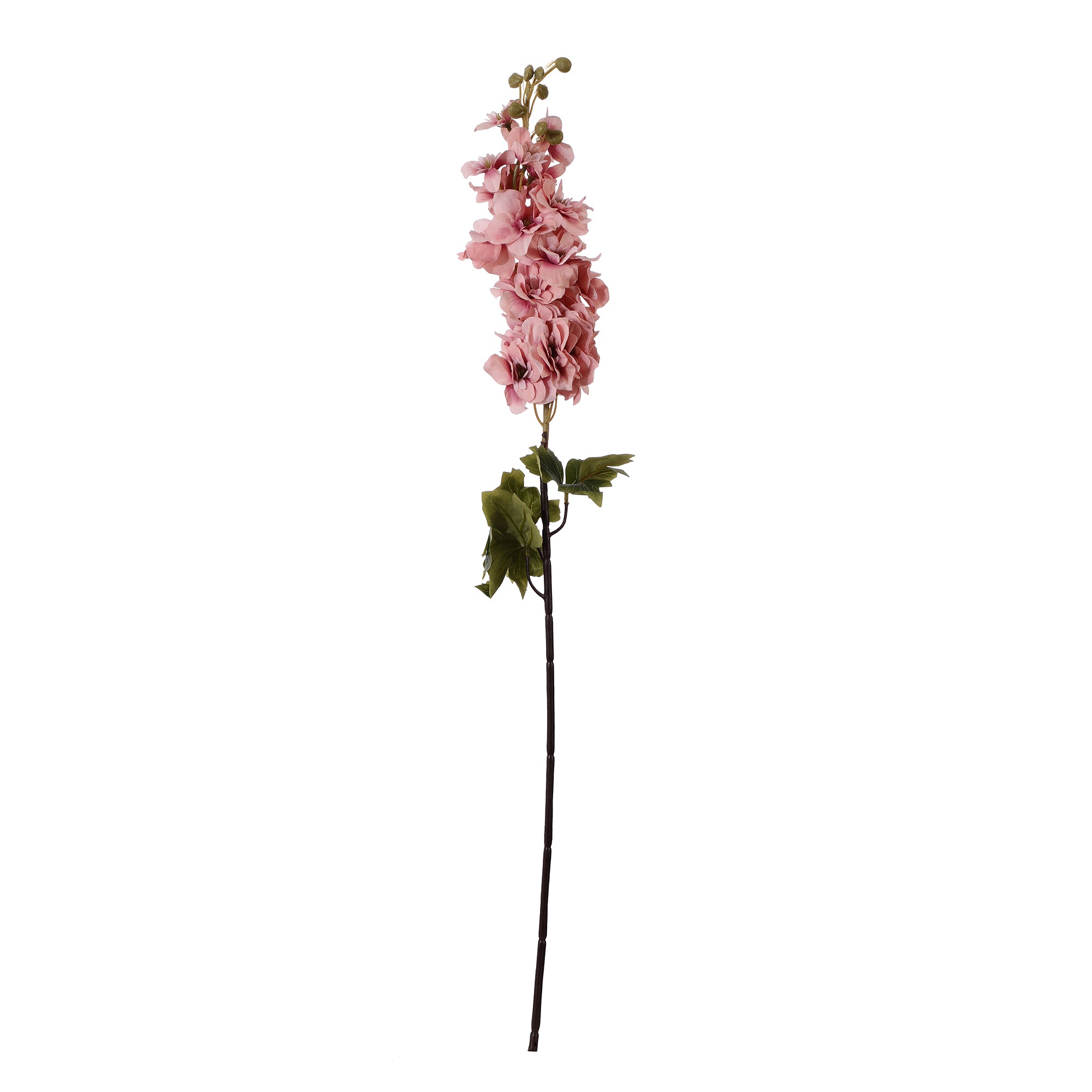 Pink Delphinium Leafy Faux Flower Stick (Single)