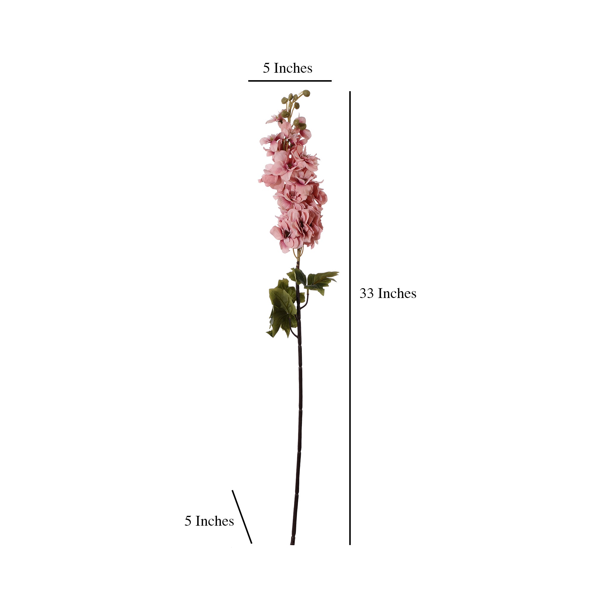 Pink Delphinium Leafy Faux Flower Stick (Single)