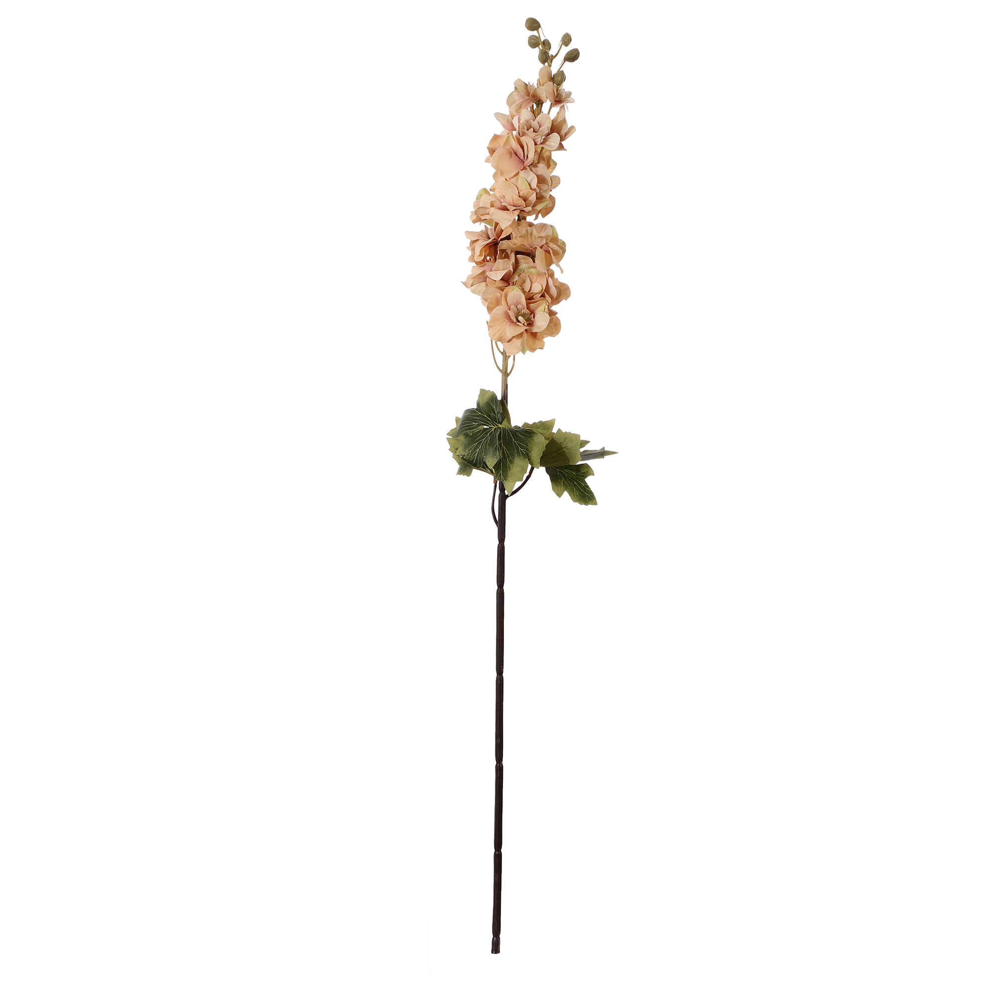 Peach Delphinium Leafy Faux Flower Stick  (Single)