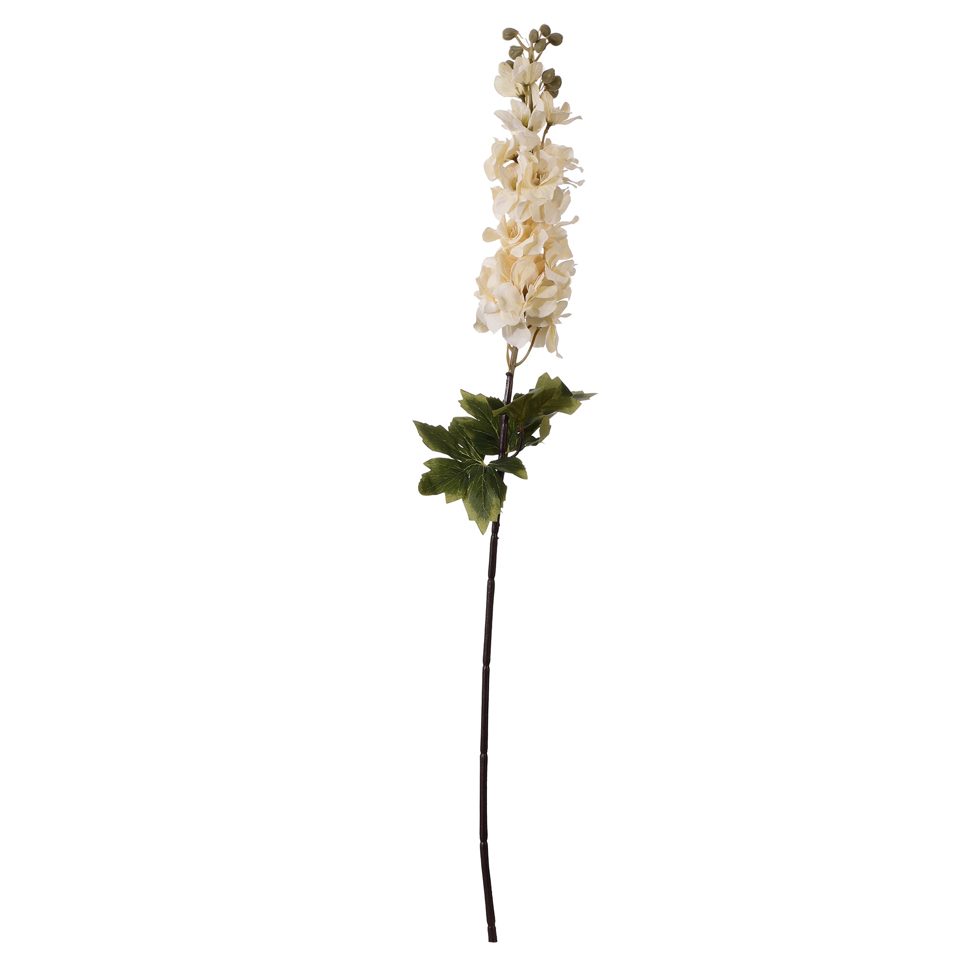 White Delphinium Leafy Faux Flower Stick (Single)