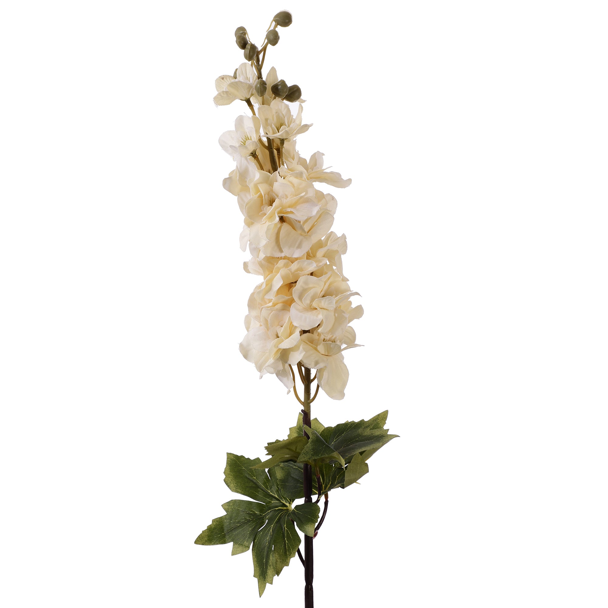 White Delphinium Leafy Faux Flower Stick (Single)