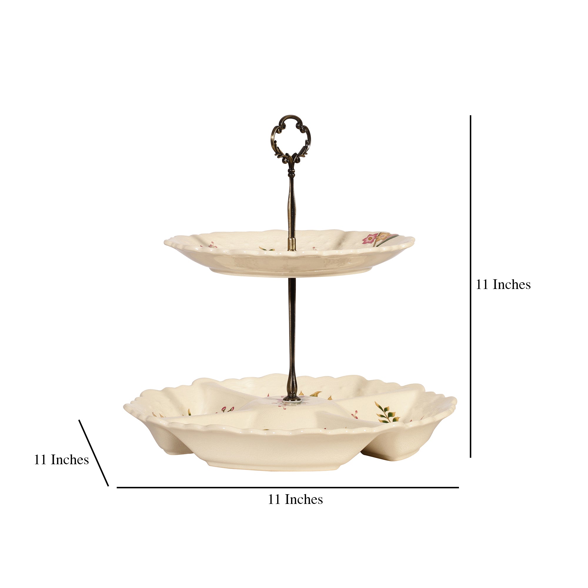 Yellow Two Tier Ceramic Dessert Stand