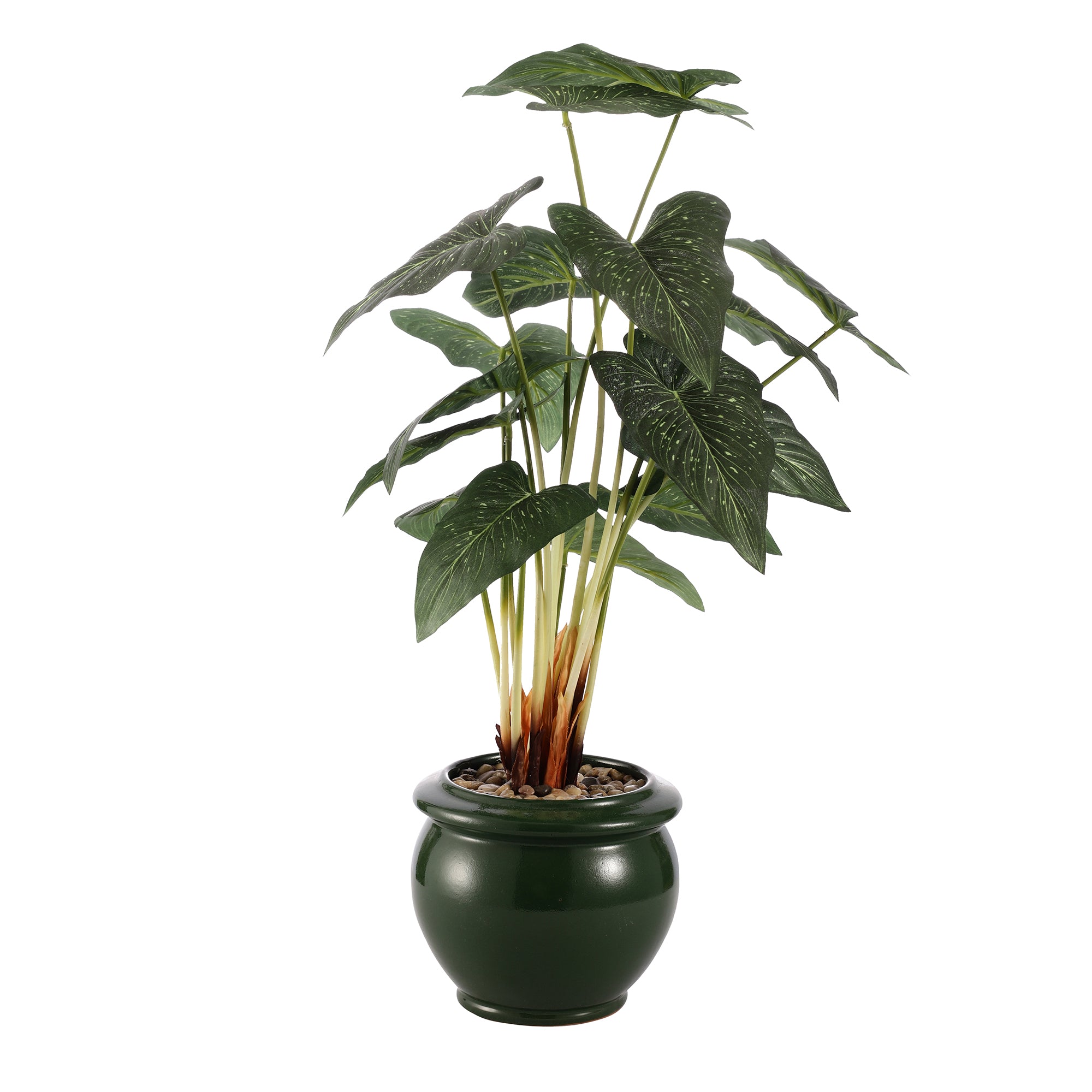 Green Caladium Faux Ceramic Potted Plant