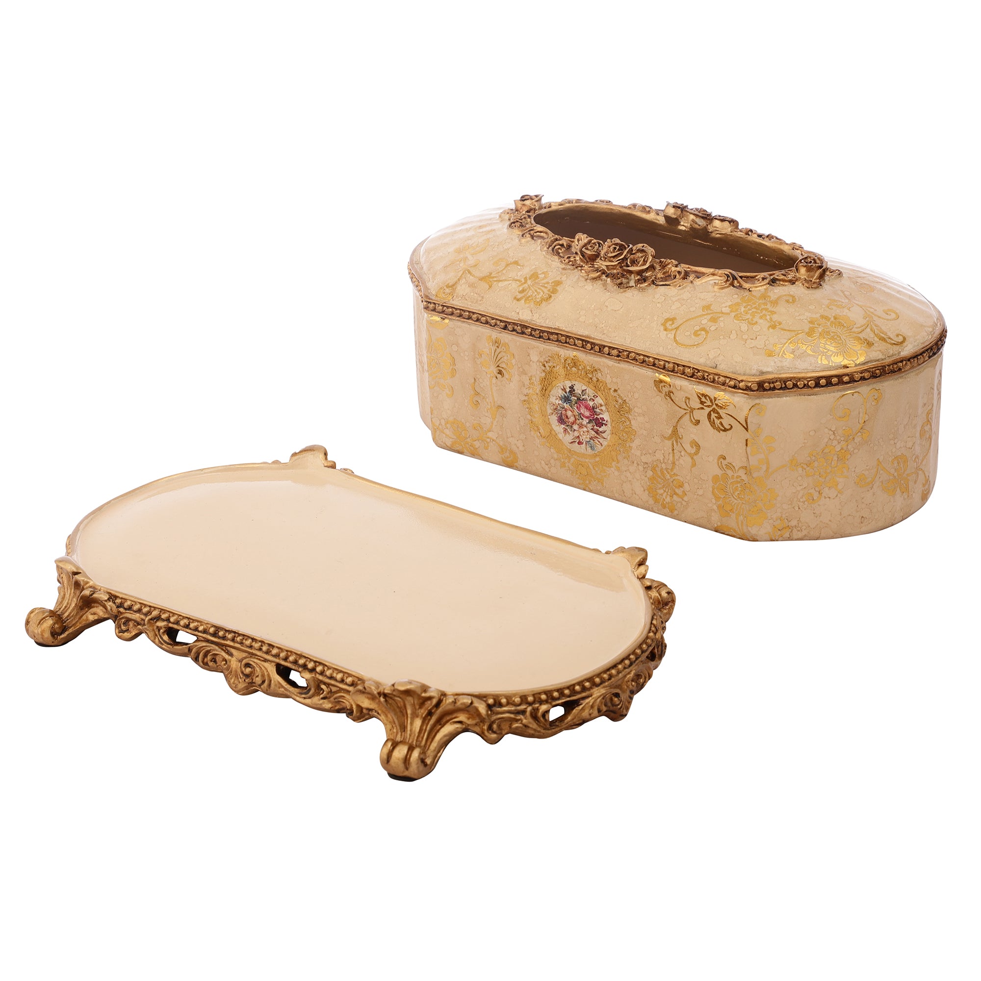 Regalia Gold and Cream Tissue Holder