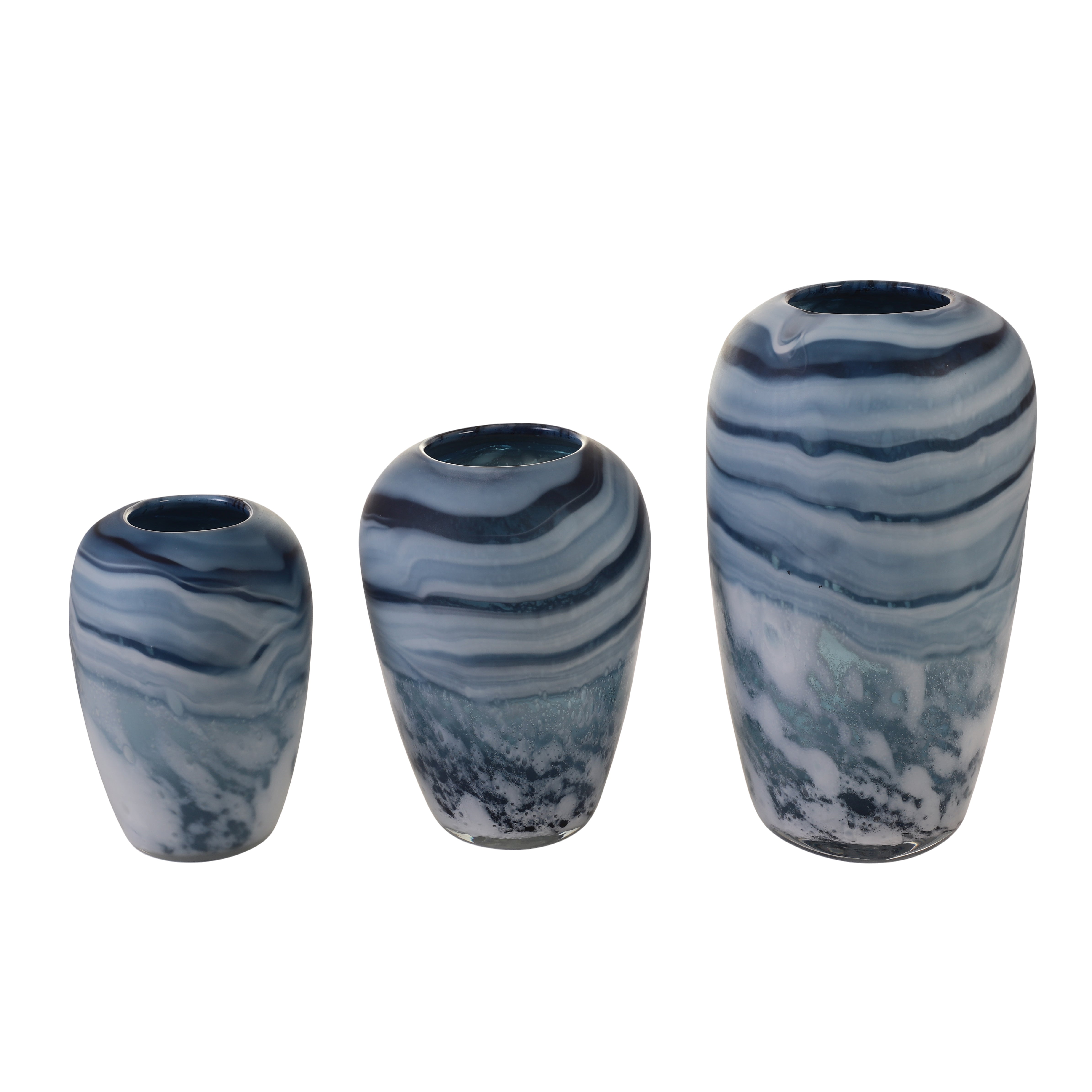 Swirl Marble Blue Ombre Glass Vase (Single)