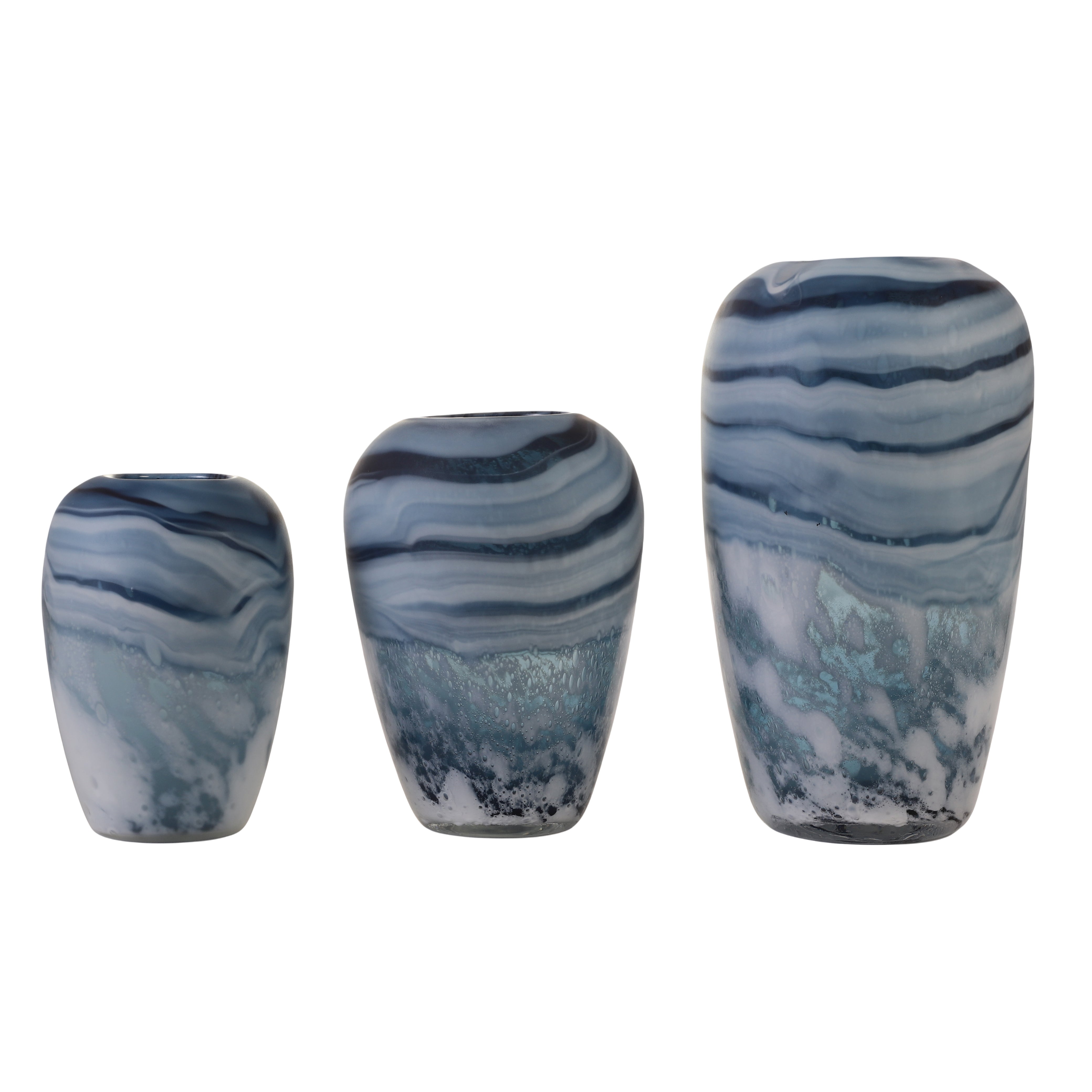 Swirl Marble Blue Ombre Glass Vase (Single)
