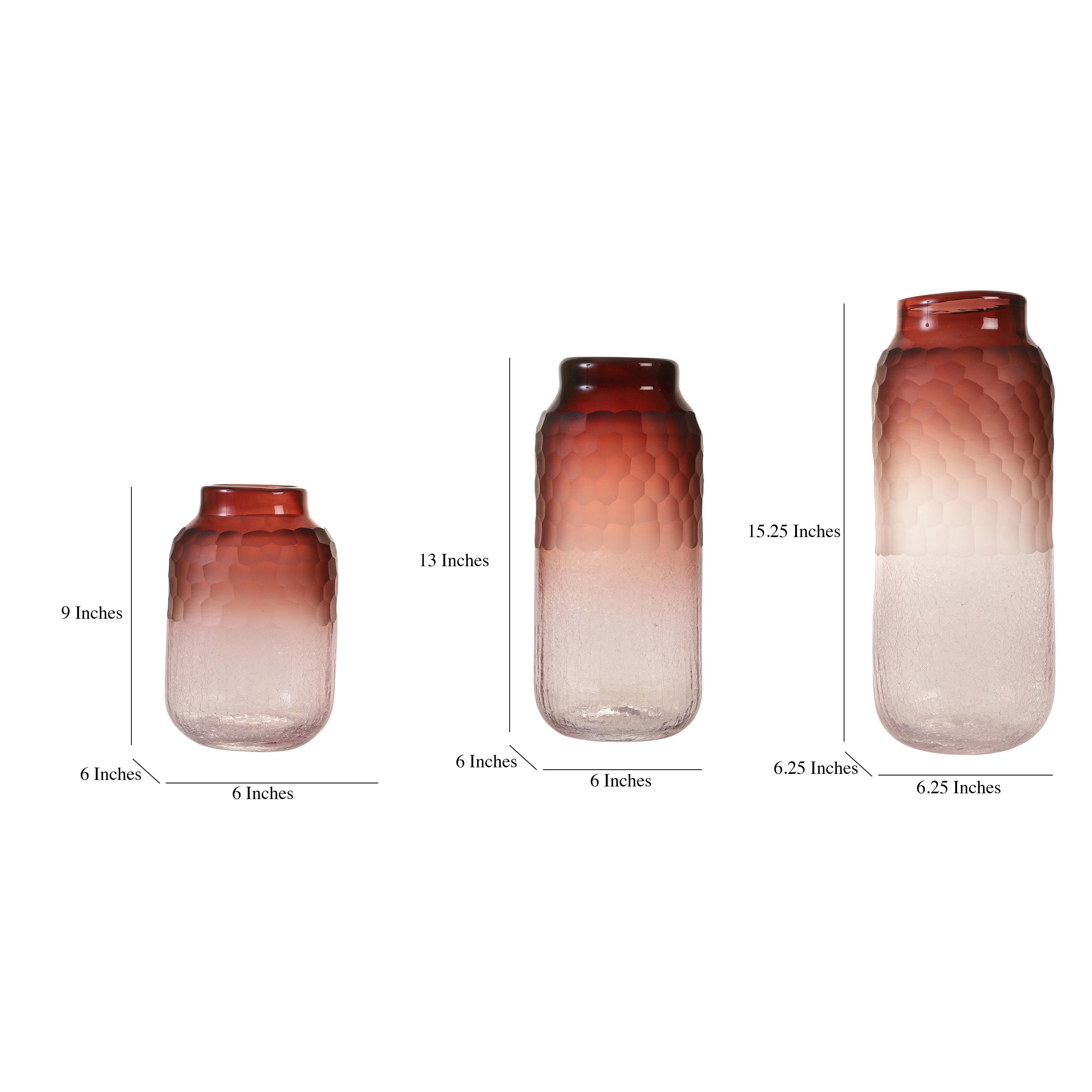 Wine Ombre Textured Glass Vase (Single)
