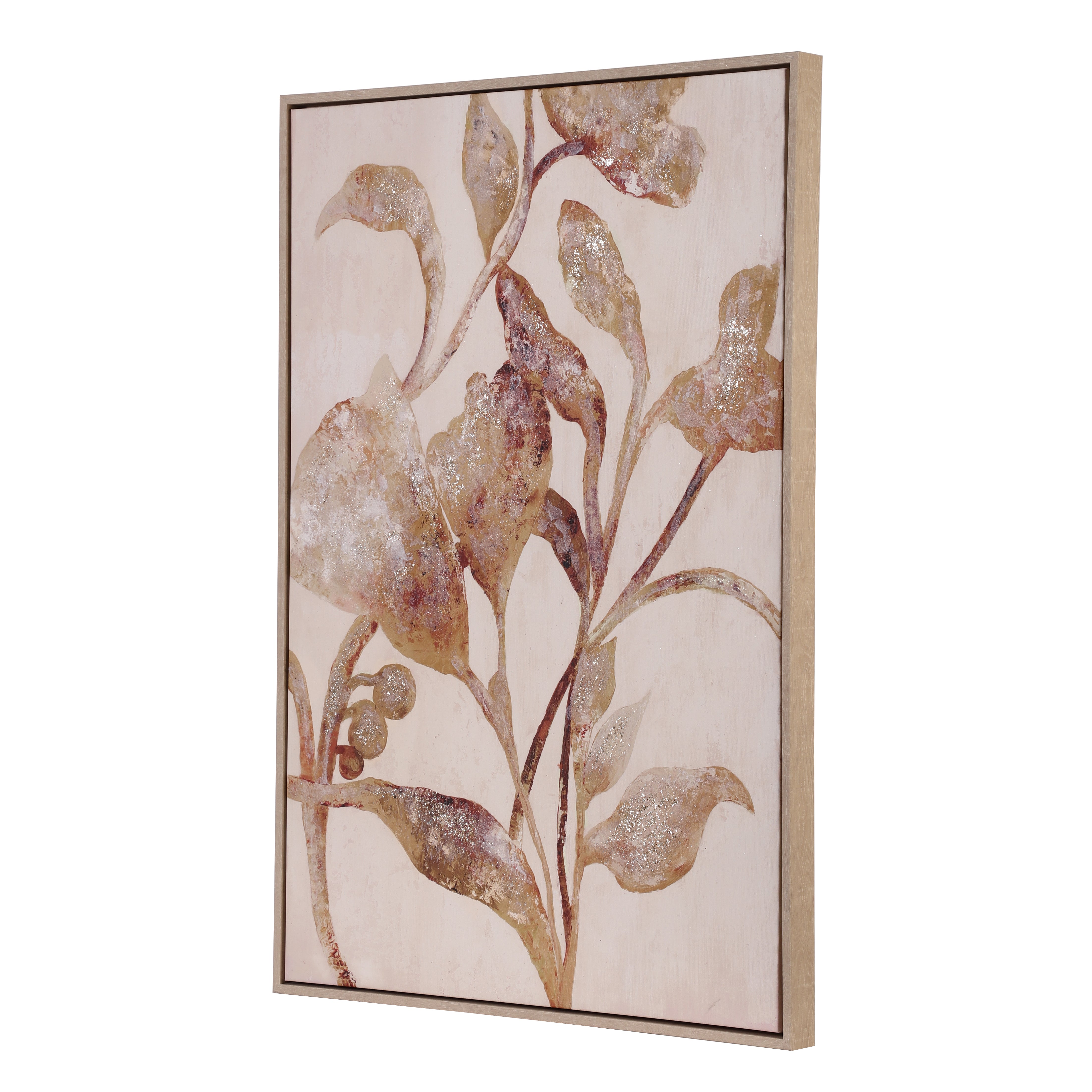 Shimmering Foliage Canvas Art with Foil Accents