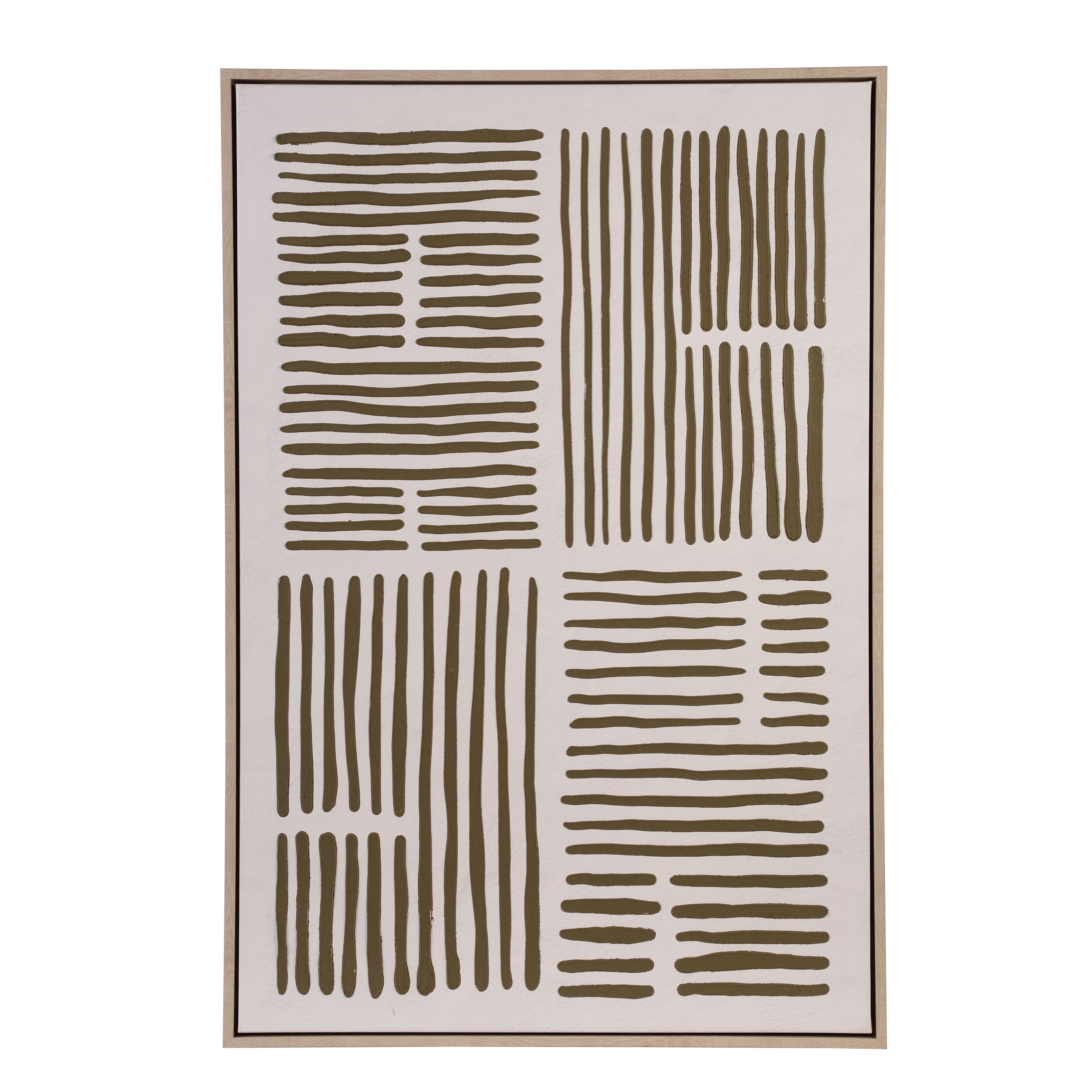 Japandi Textured Grid Framed Canvas Art (Set of 2)