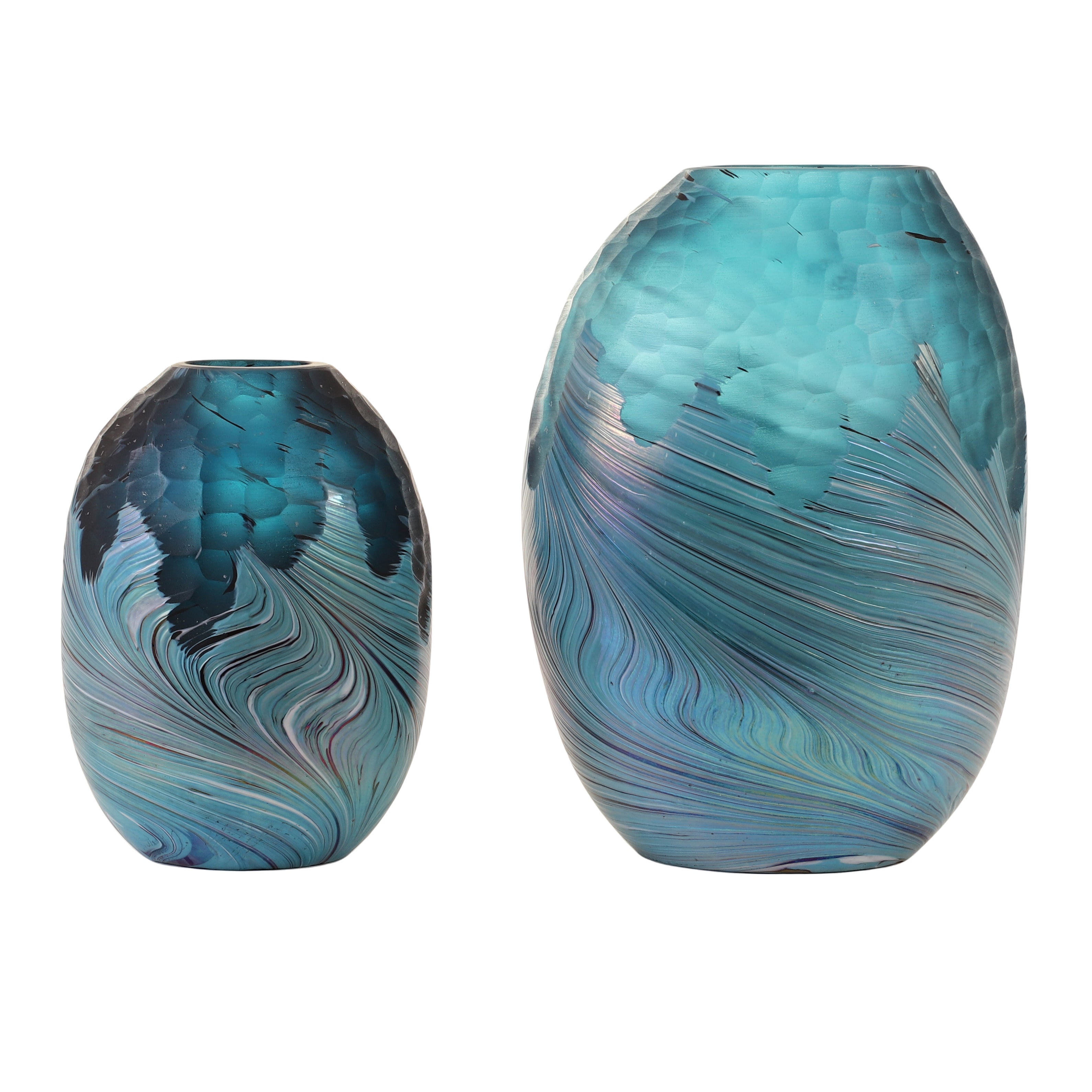 Swirl Ombre Teal Glass Vase (Single)