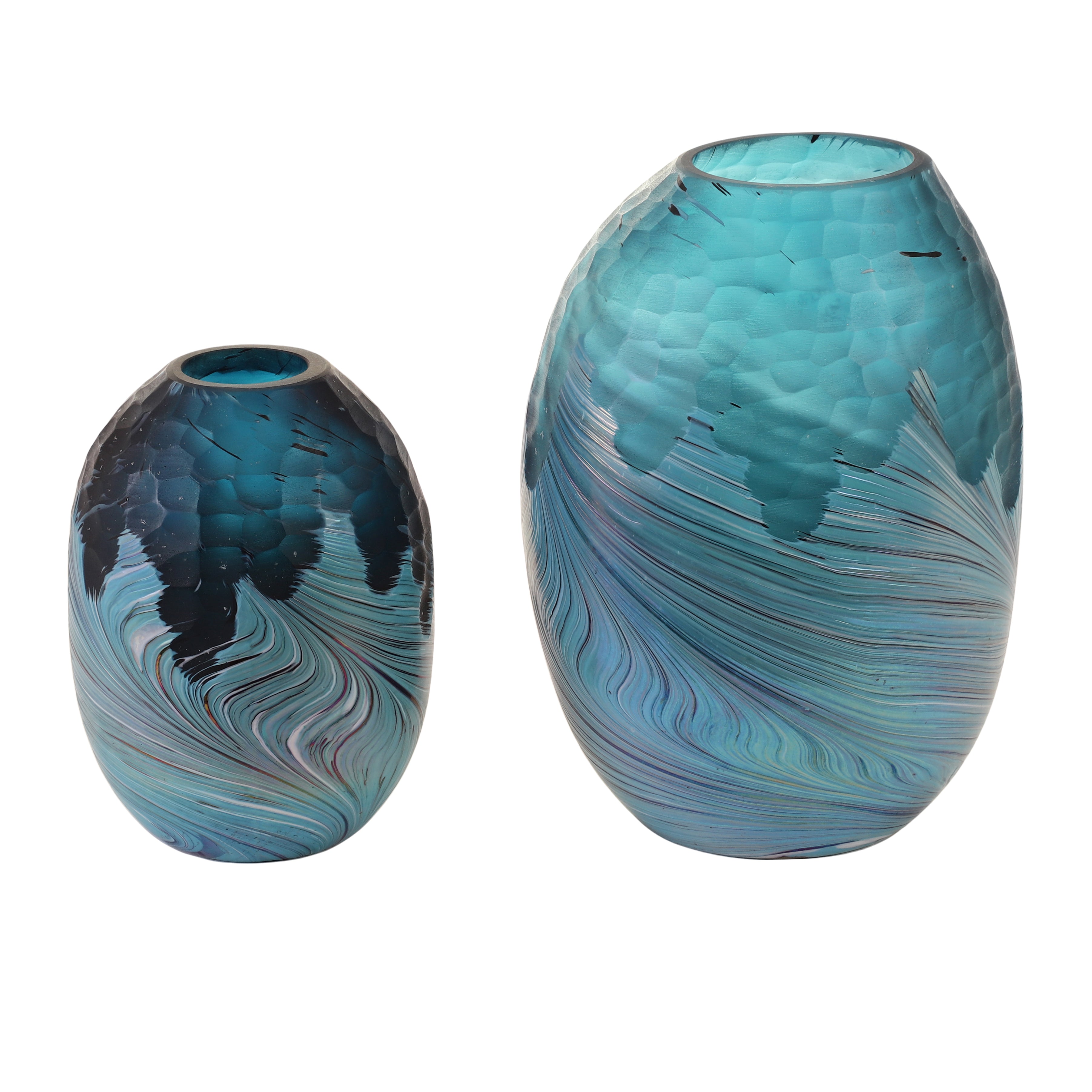 Swirl Ombre Teal Glass Vase (Single)