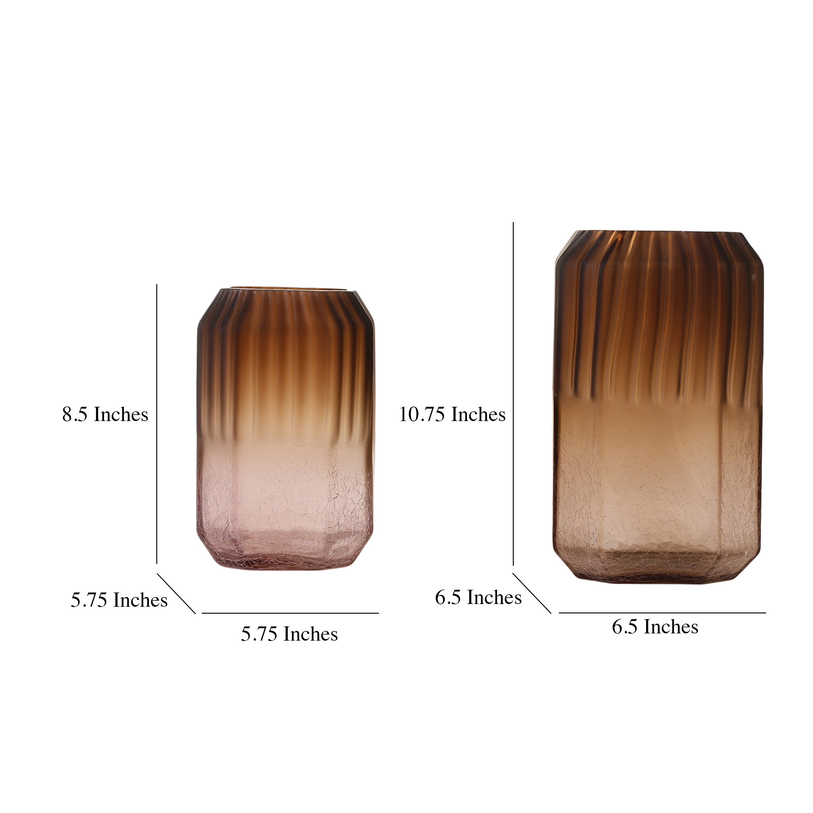 Rectangular Ombre Textured Glass Vase (Single)