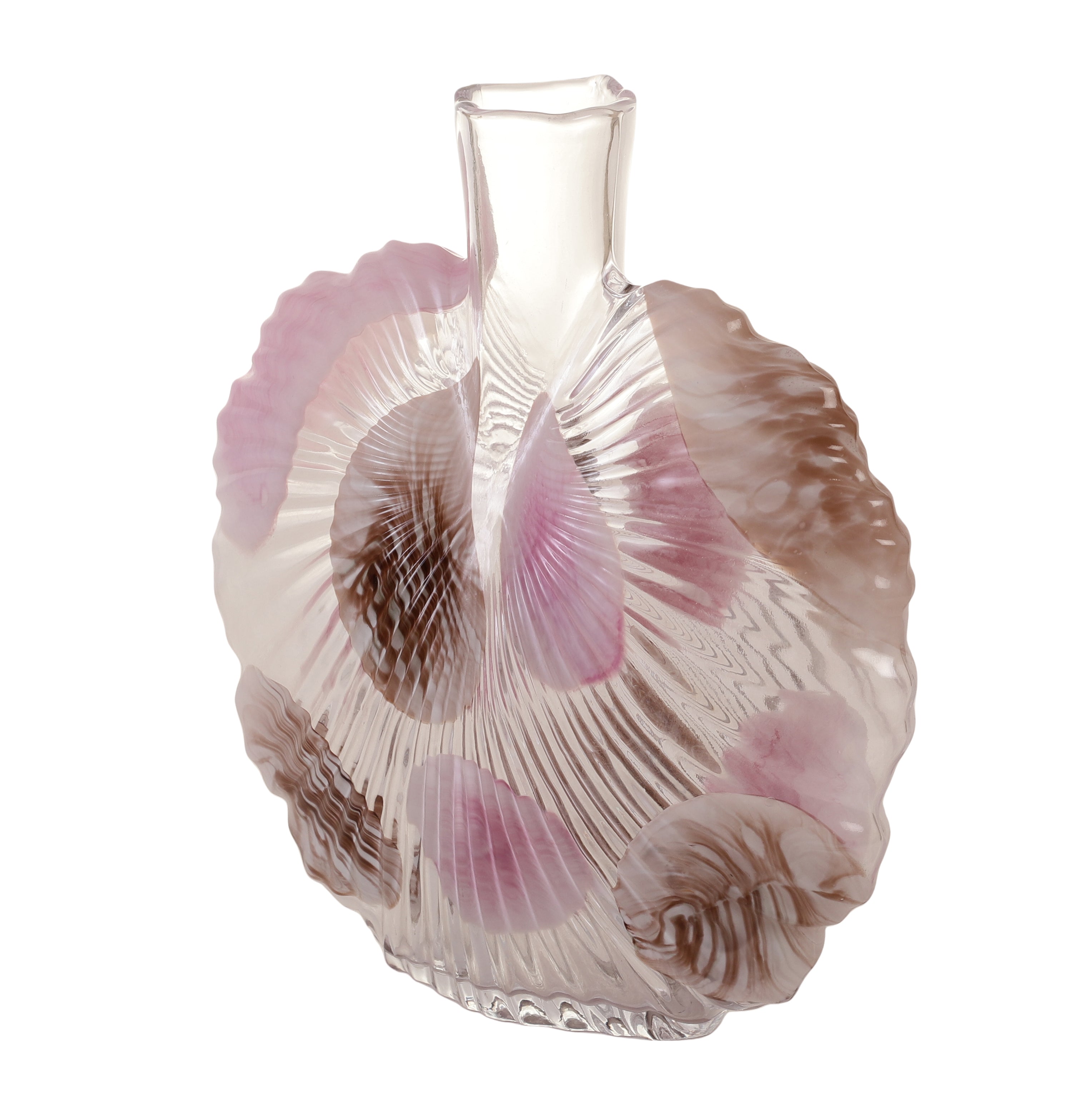 Scalloped Pink Accent Glass Vase