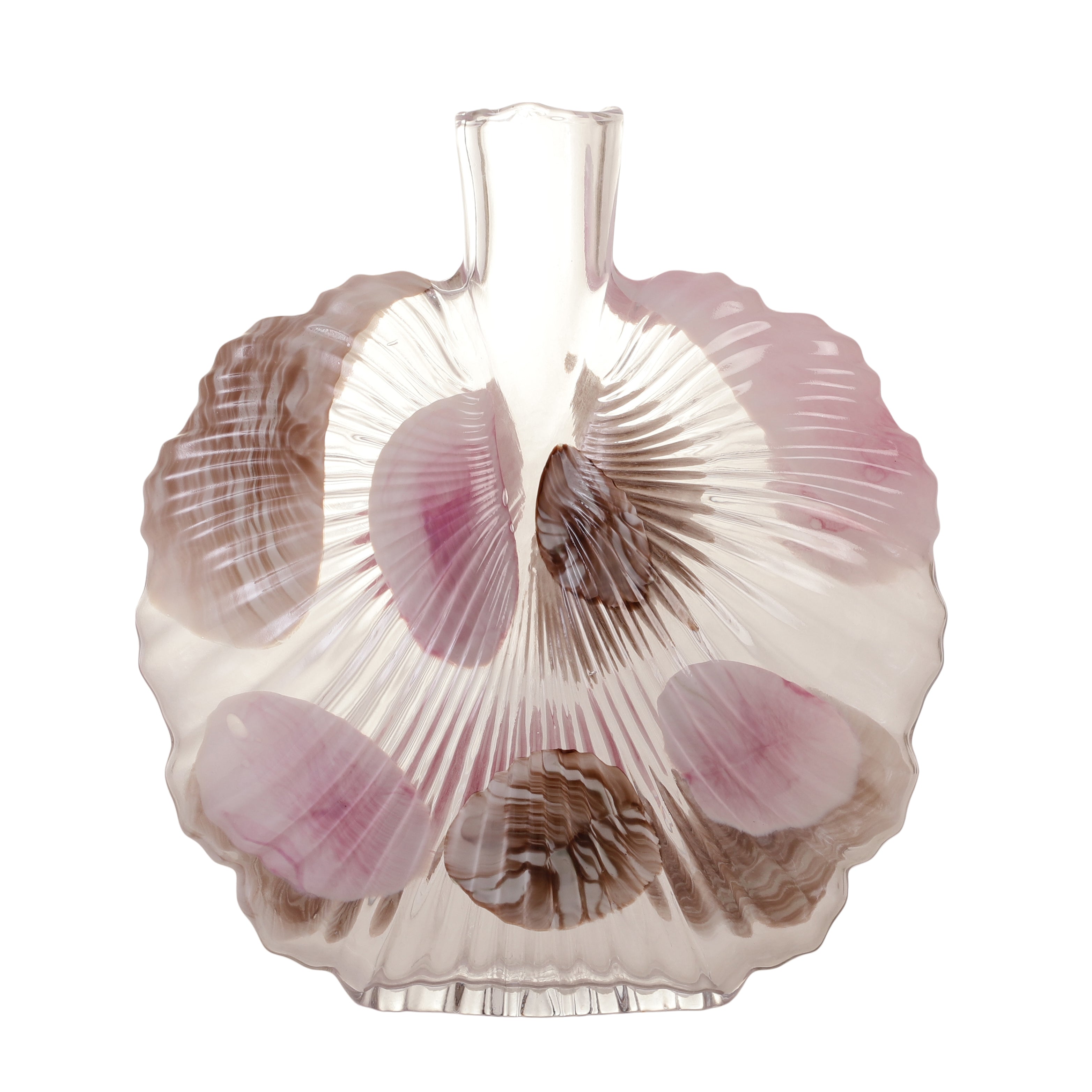 Scalloped Pink Accent Glass Vase