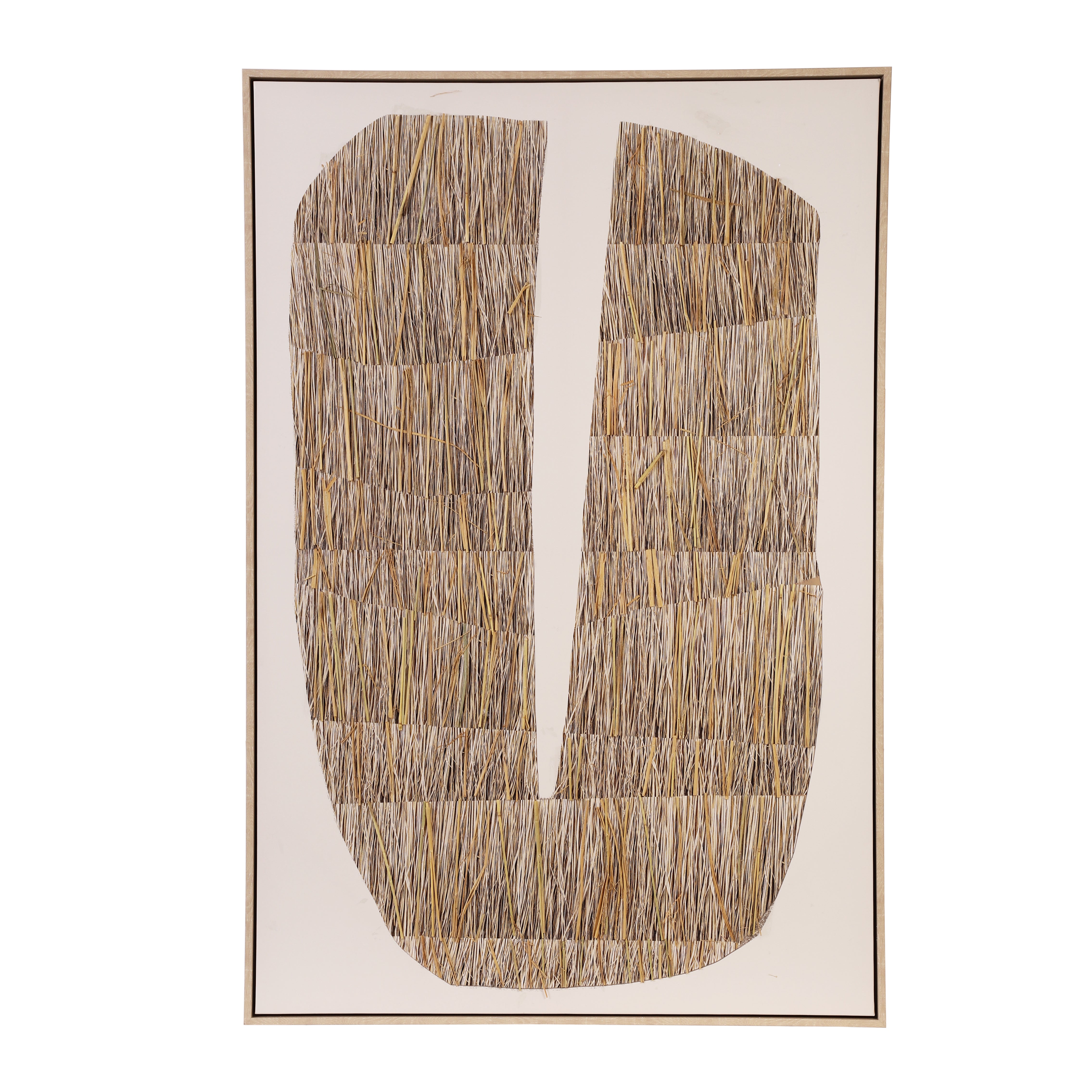 Handcrafted Straw Abstract Form Canvas Wall Art