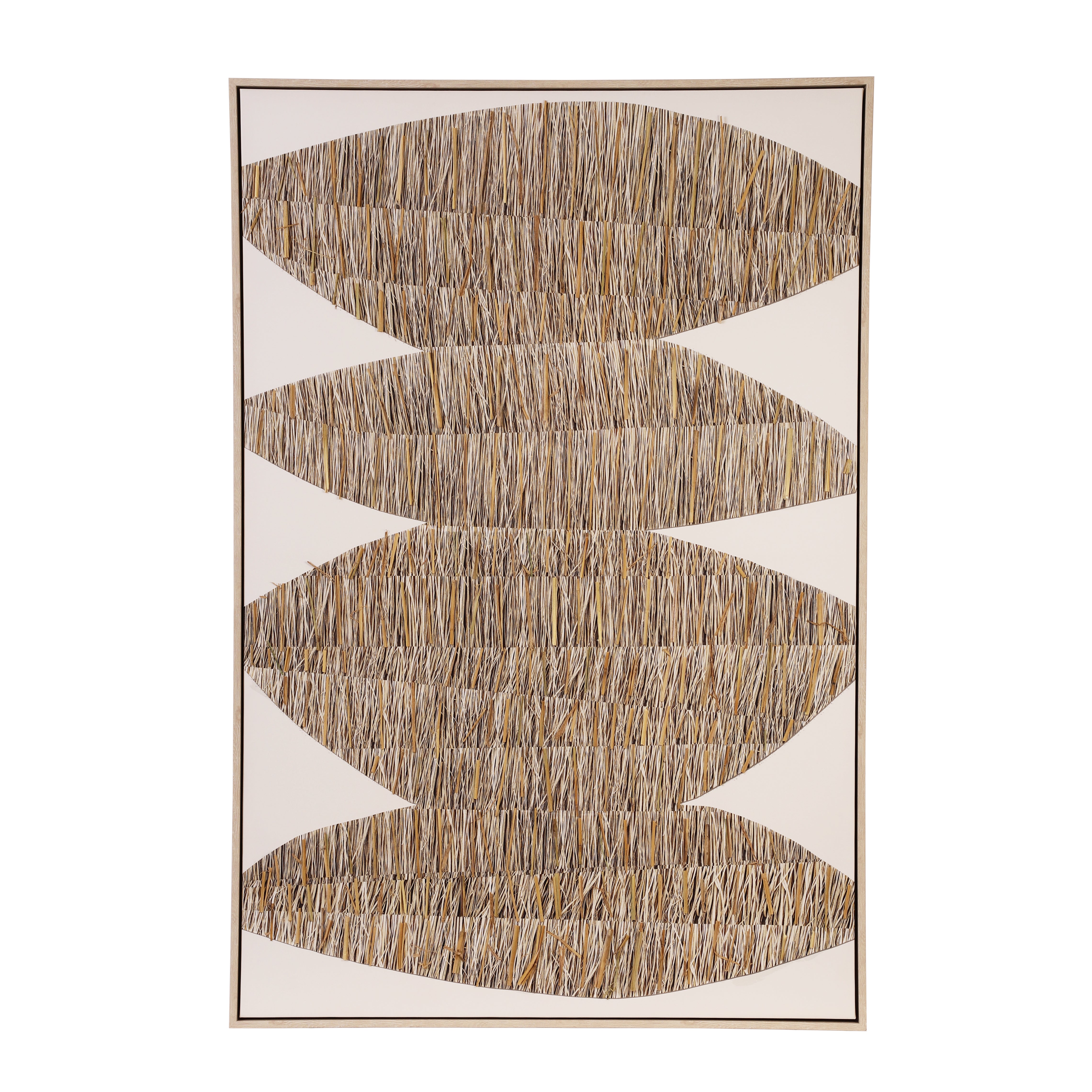 Handcrafted Straw Oval Motif Canvas Wall Art