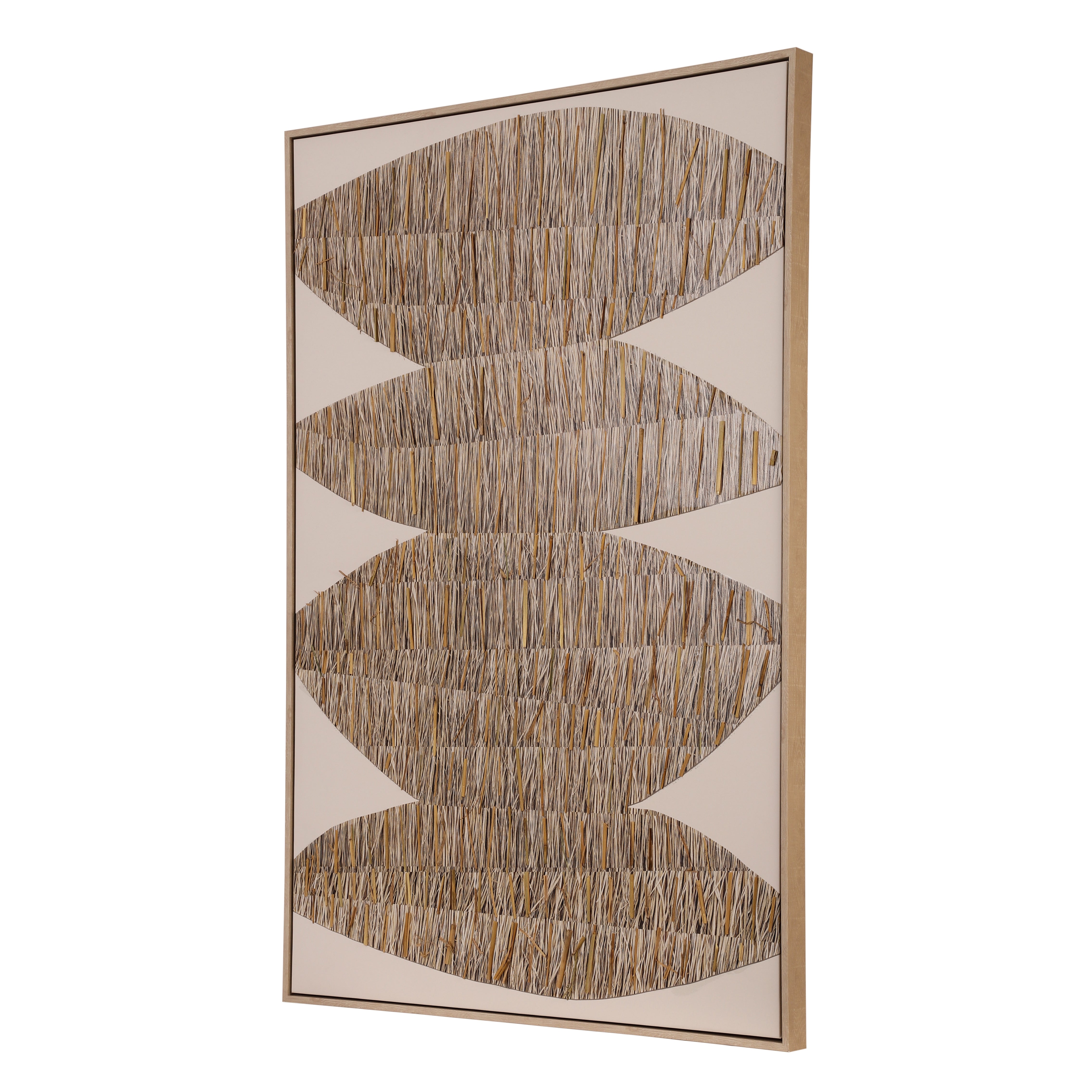 Handcrafted Straw Oval Motif Canvas Wall Art