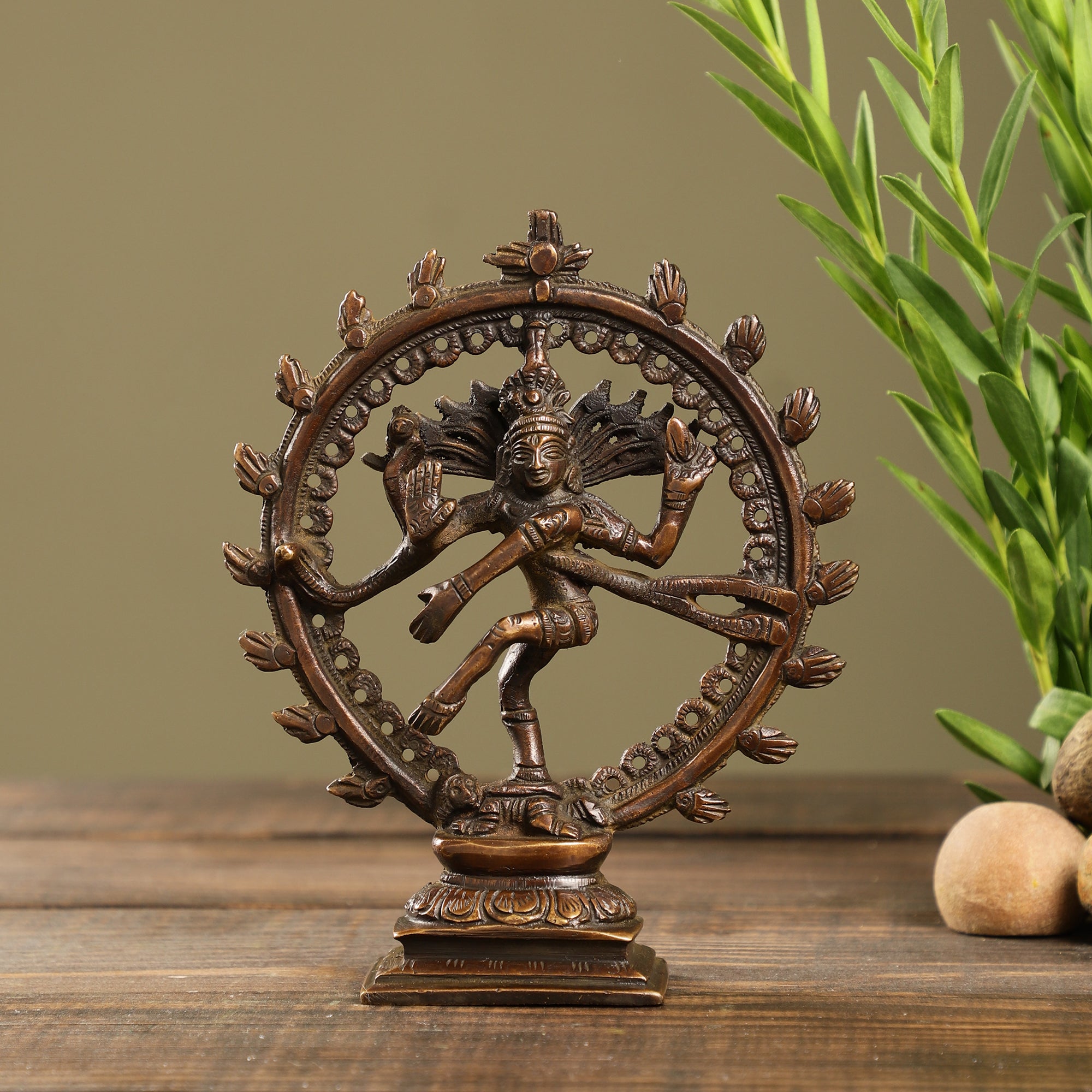 Handcrafted Brass Natraj (Antique Brown)