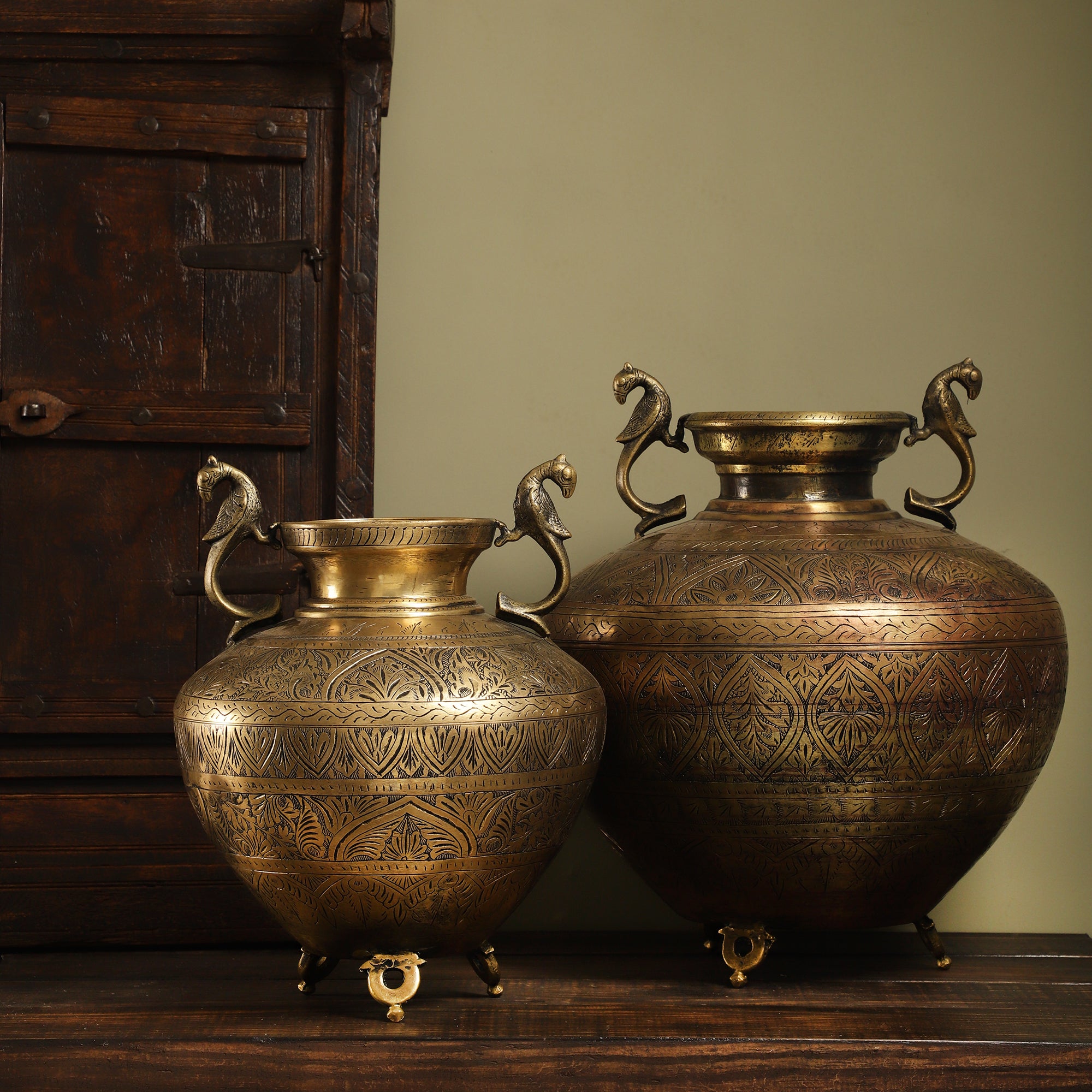 Antique brass good pot