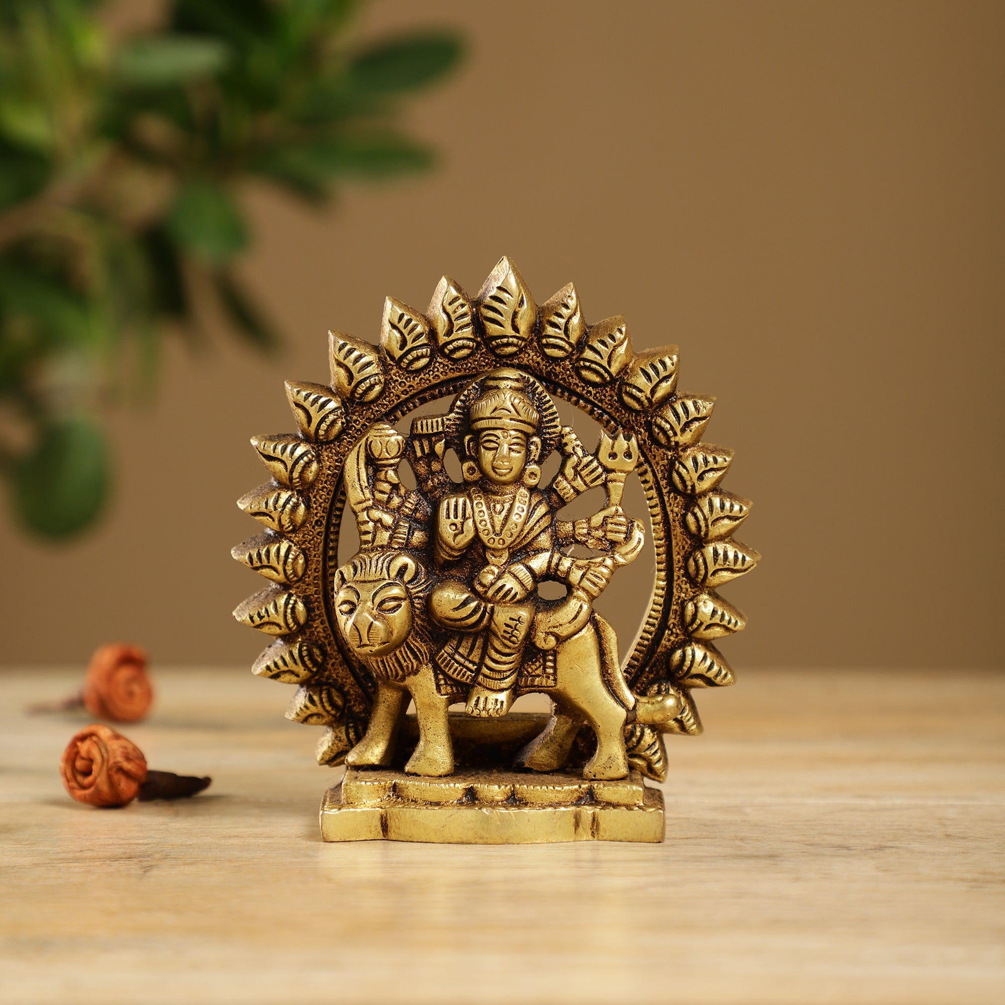 Brass Durga Devi (Gold Finish)