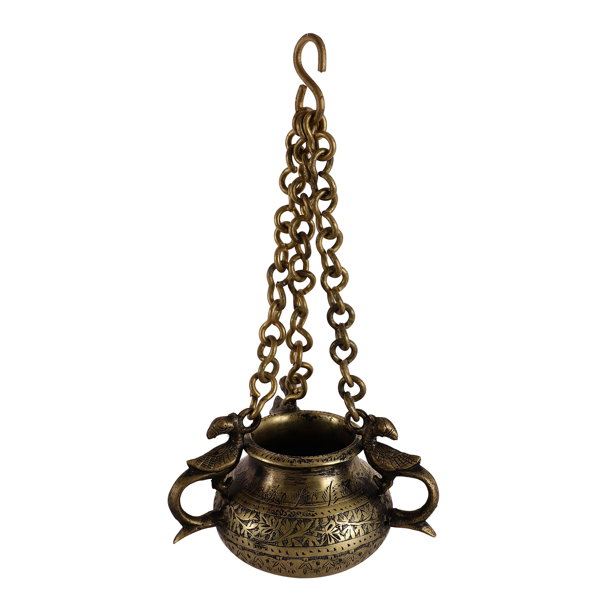 Hanging Antique Brass Pot - Matka