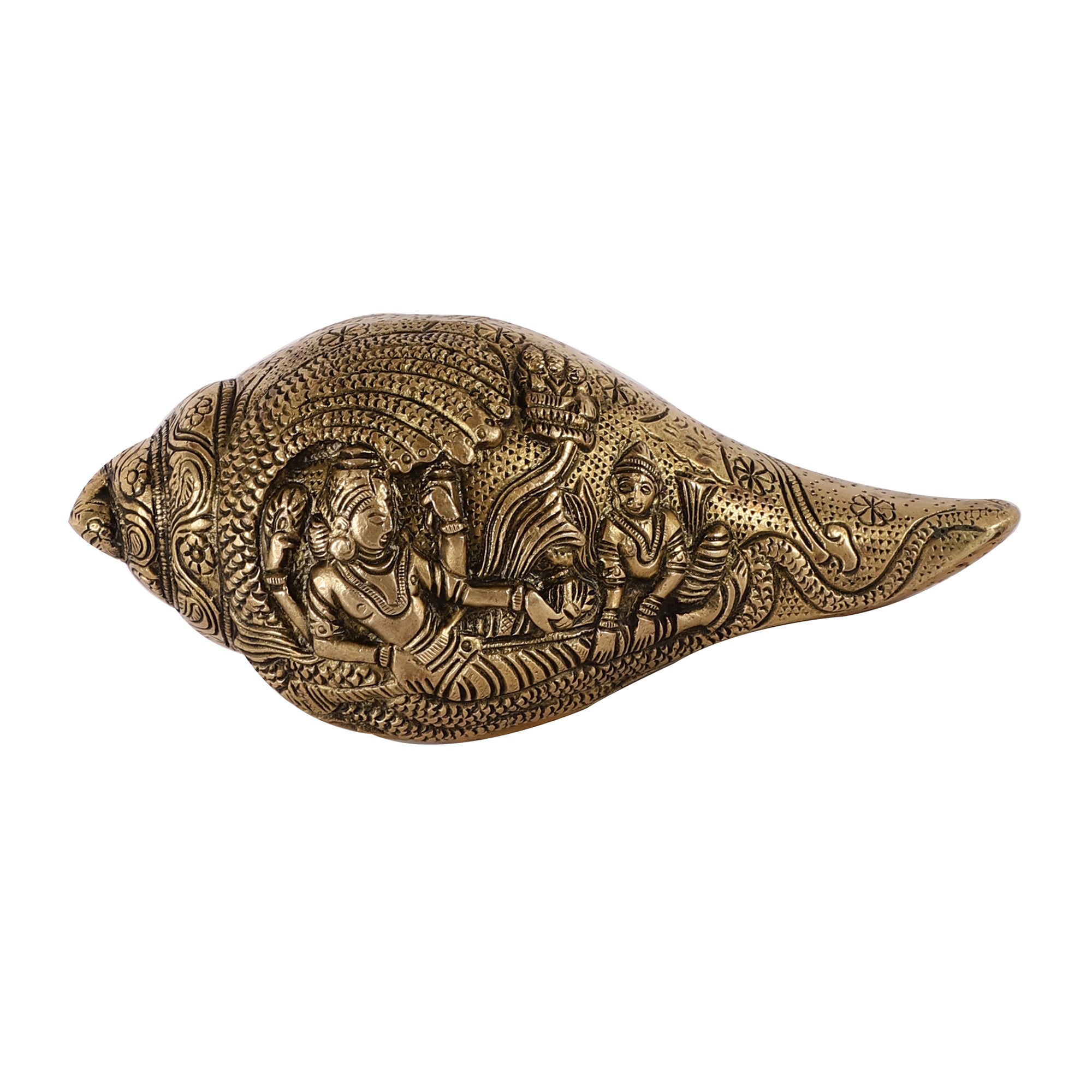 Handcrafted Brass Shankh - Vishnu Detailing