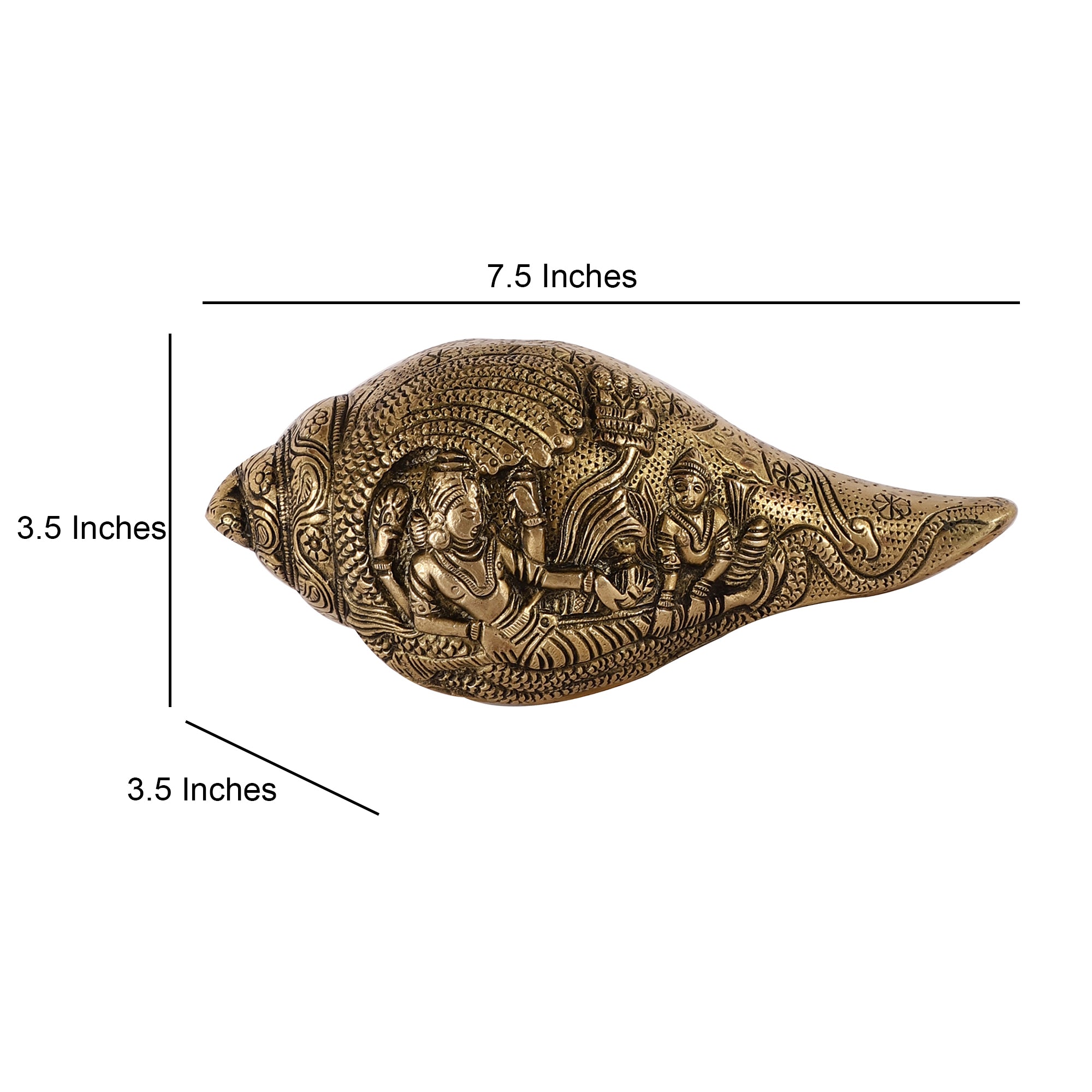 Handcrafted Brass Shankh - Vishnu Detailing