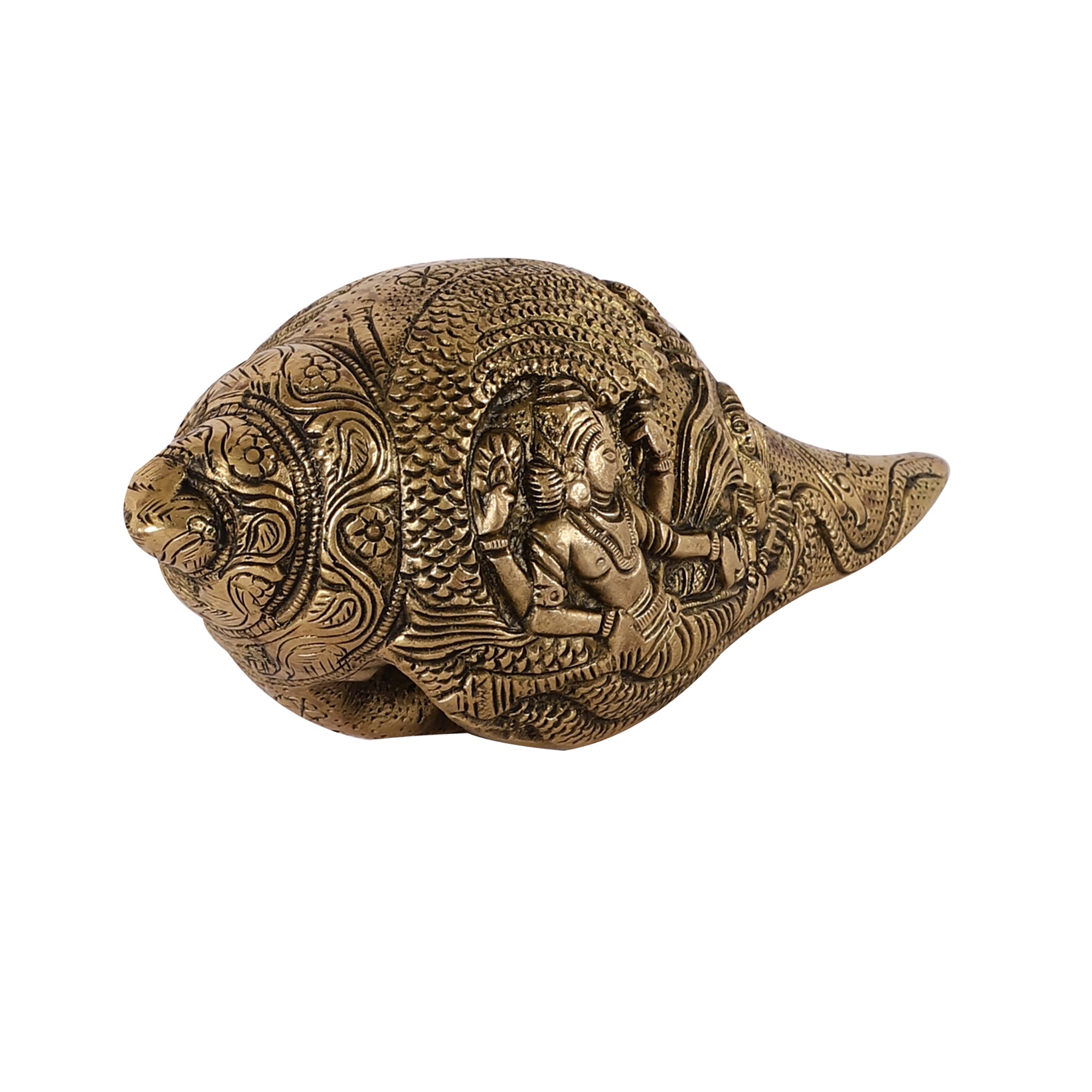 Handcrafted Brass Shankh - Vishnu Detailing