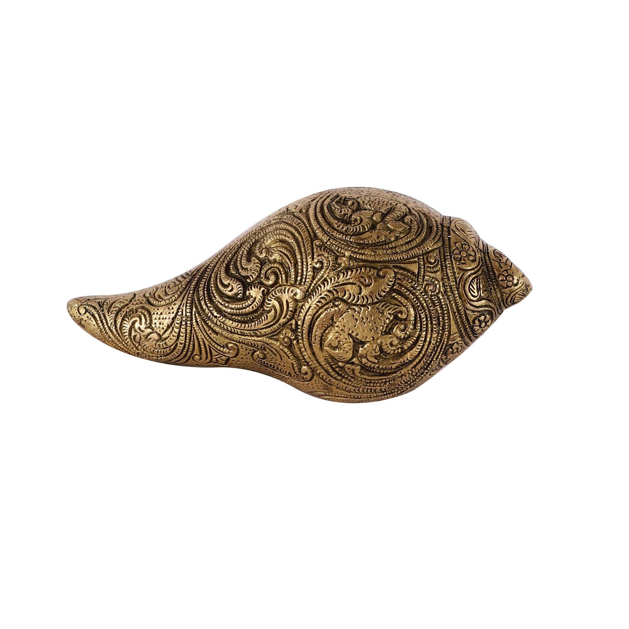 Handcrafted Brass Shankh - Vishnu Detailing