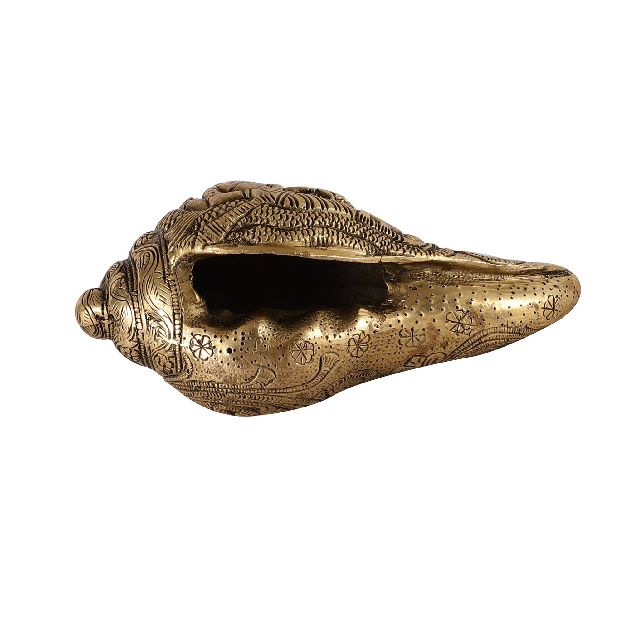 Handcrafted Brass Shankh - Vishnu Detailing
